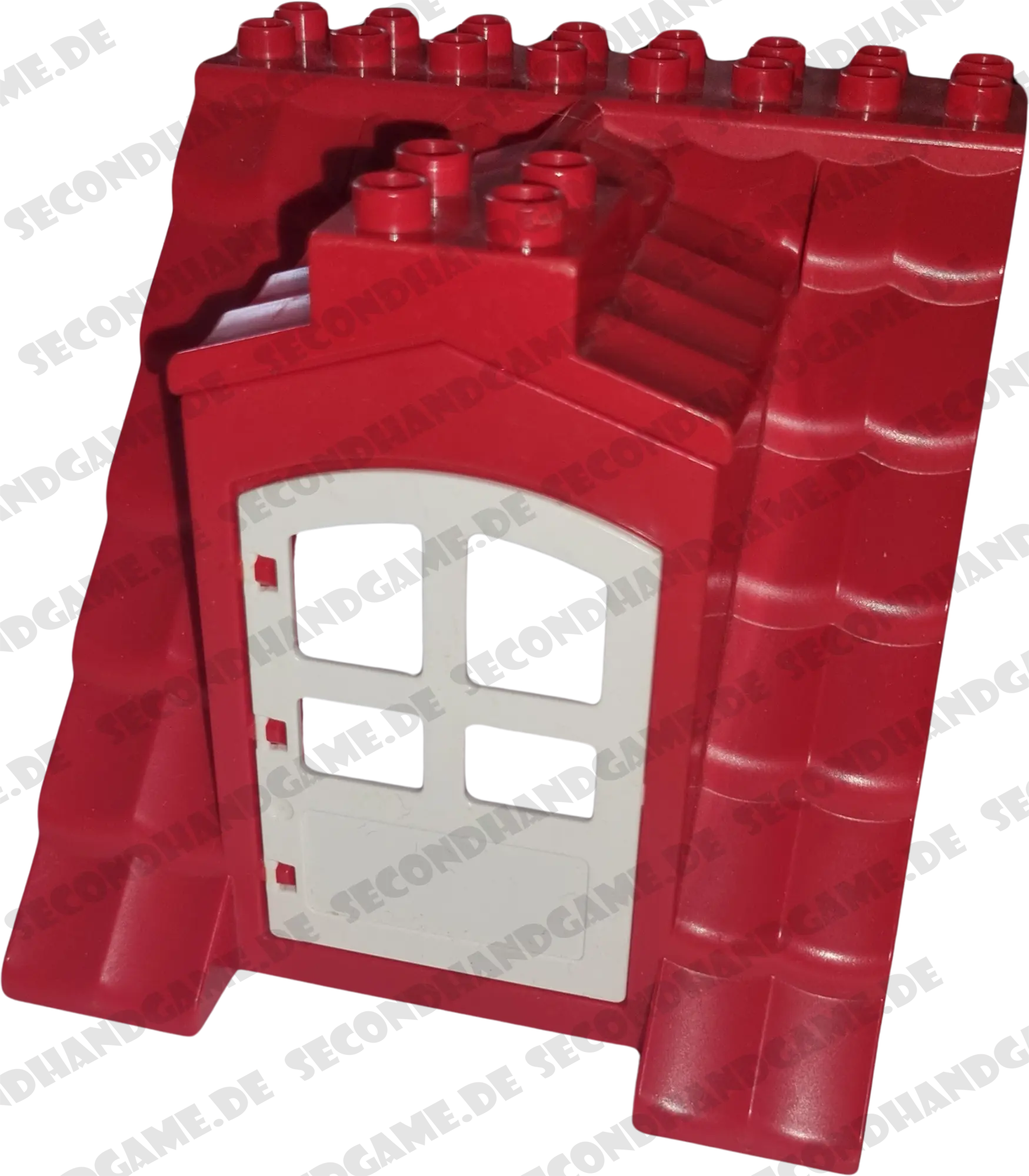Lego Duplo Seitenteil Hausdach 412J7 Rot mit weißer Tür
