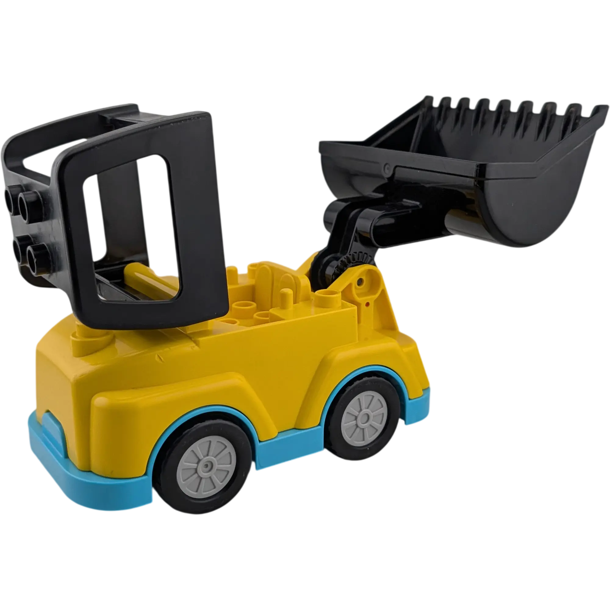 Lego Duplo Radlader Bulldozer Gelb Schwarz Azur mit Schaufel und Rückziehmotor
