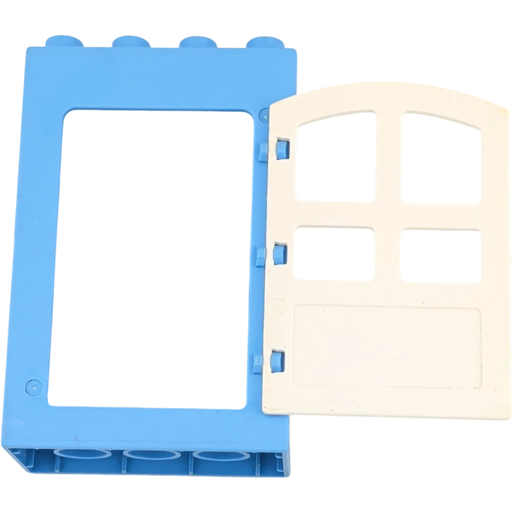 Lego Duplo 2x4 Hauswand Blaugrau mit Tür Weiß gebogen