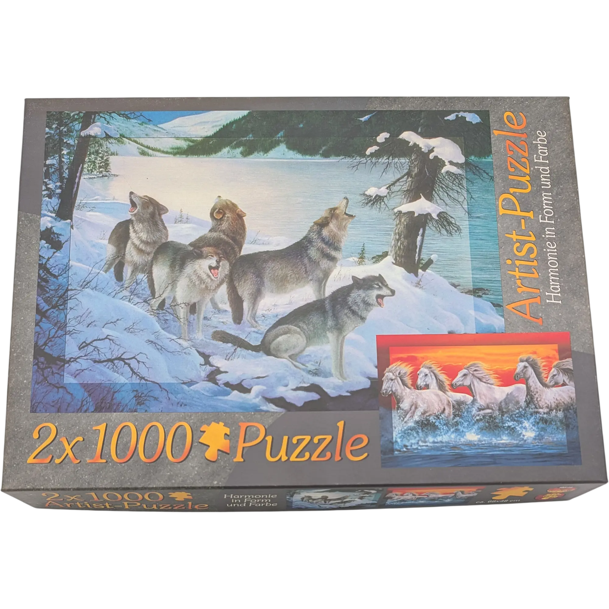 M.I.C. Artist Puzzle 2x1000 Teile Harmonie in Form und Farbe Wildpferde