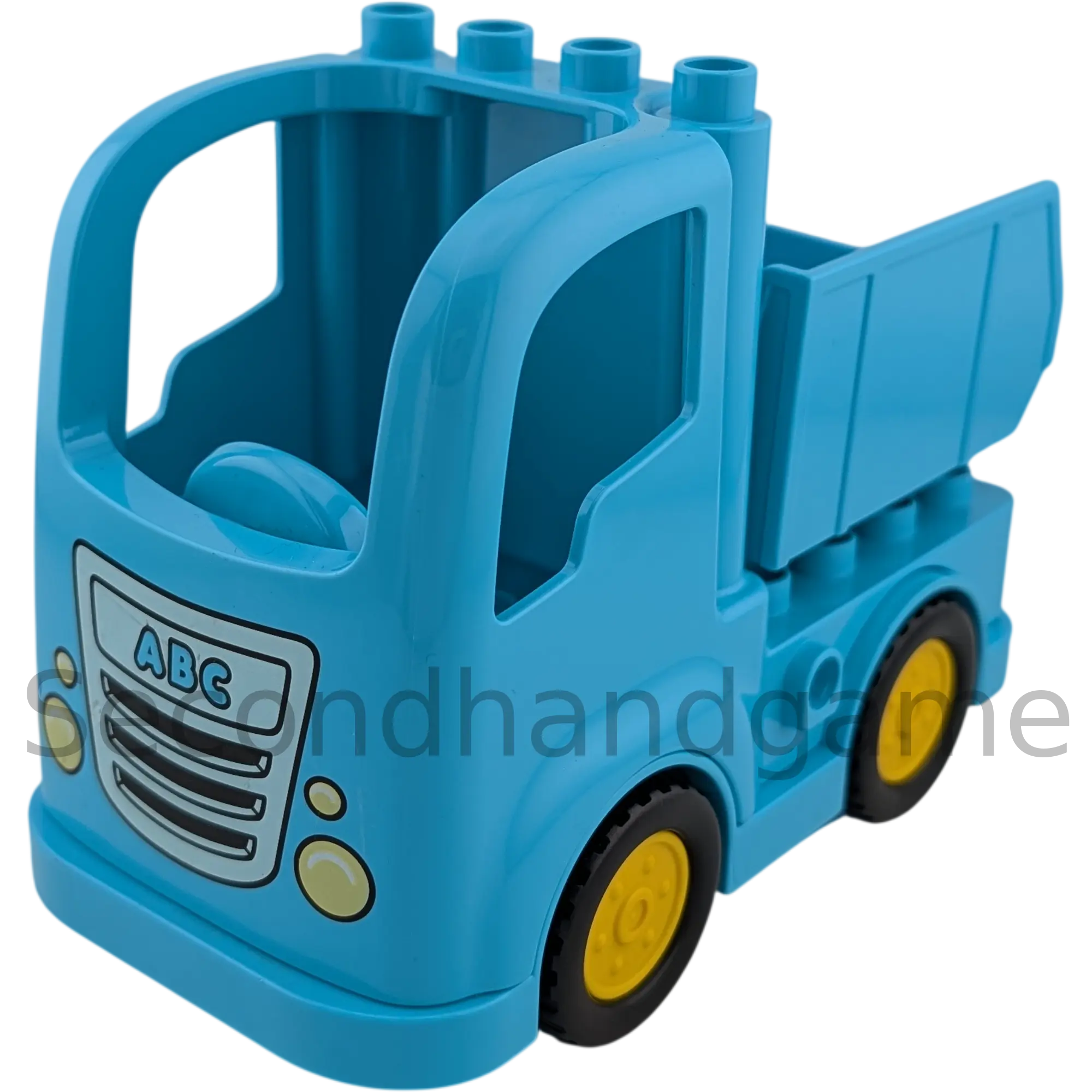 Lego Duplo LKW Lastwagen Azur mit Aufschrift ABC und azurfarbener Container kippbar
