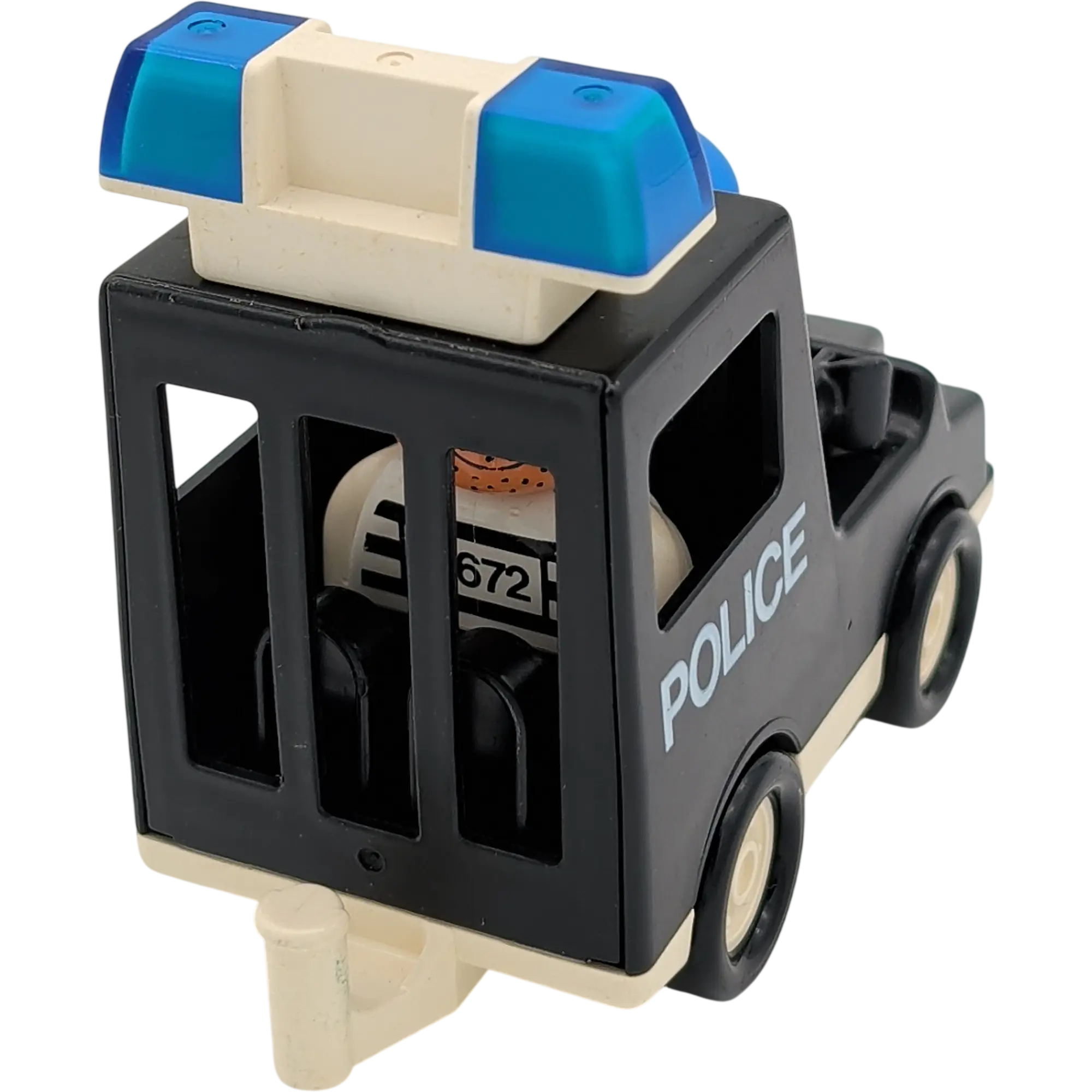 Lego Duplo Polizeiauto Schwarz Weiß Gefangenentransport mit Polizist und Verbrecher