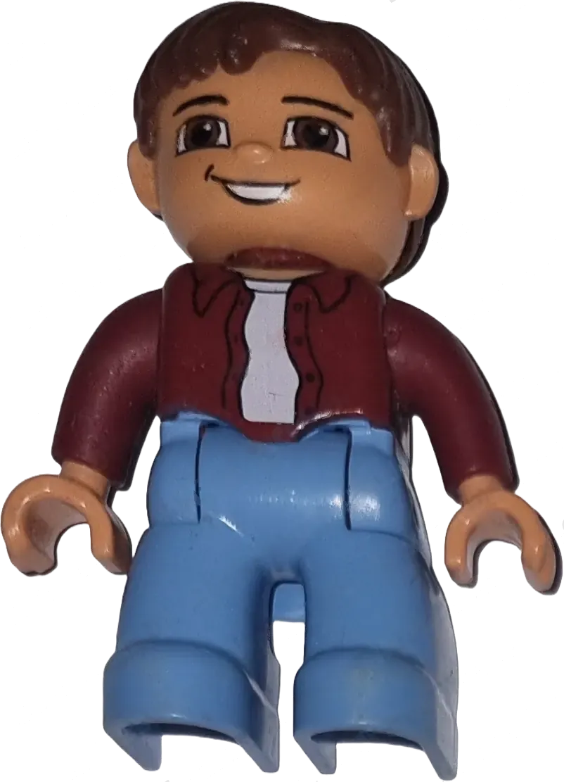Lego Duplo Figur Mann 47394 Teenager mit dunkelrotem Hemd und hellblauer Hose
