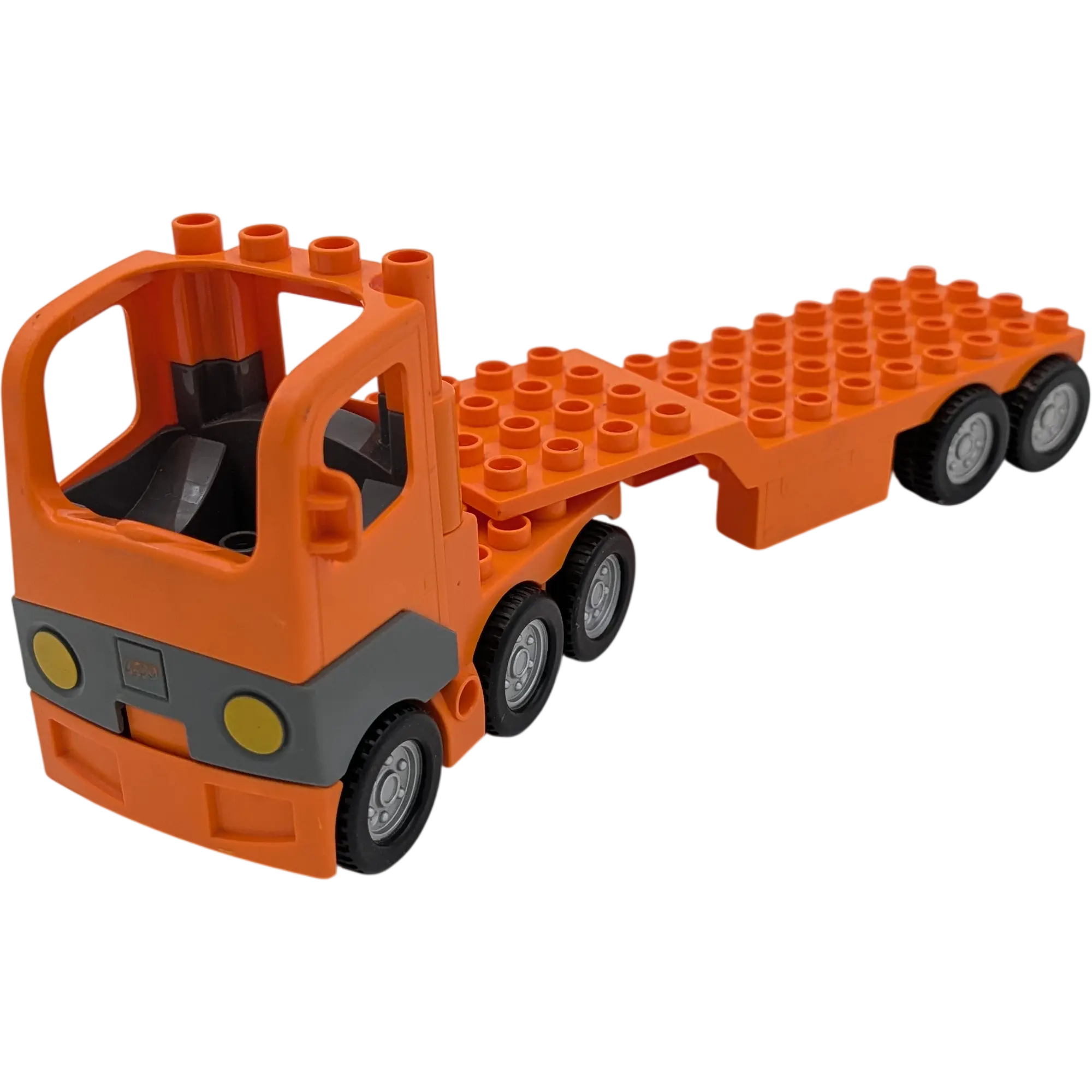 Lego Duplo Lastwagen Orange Führerhaus kippbar mit langem Anhänger