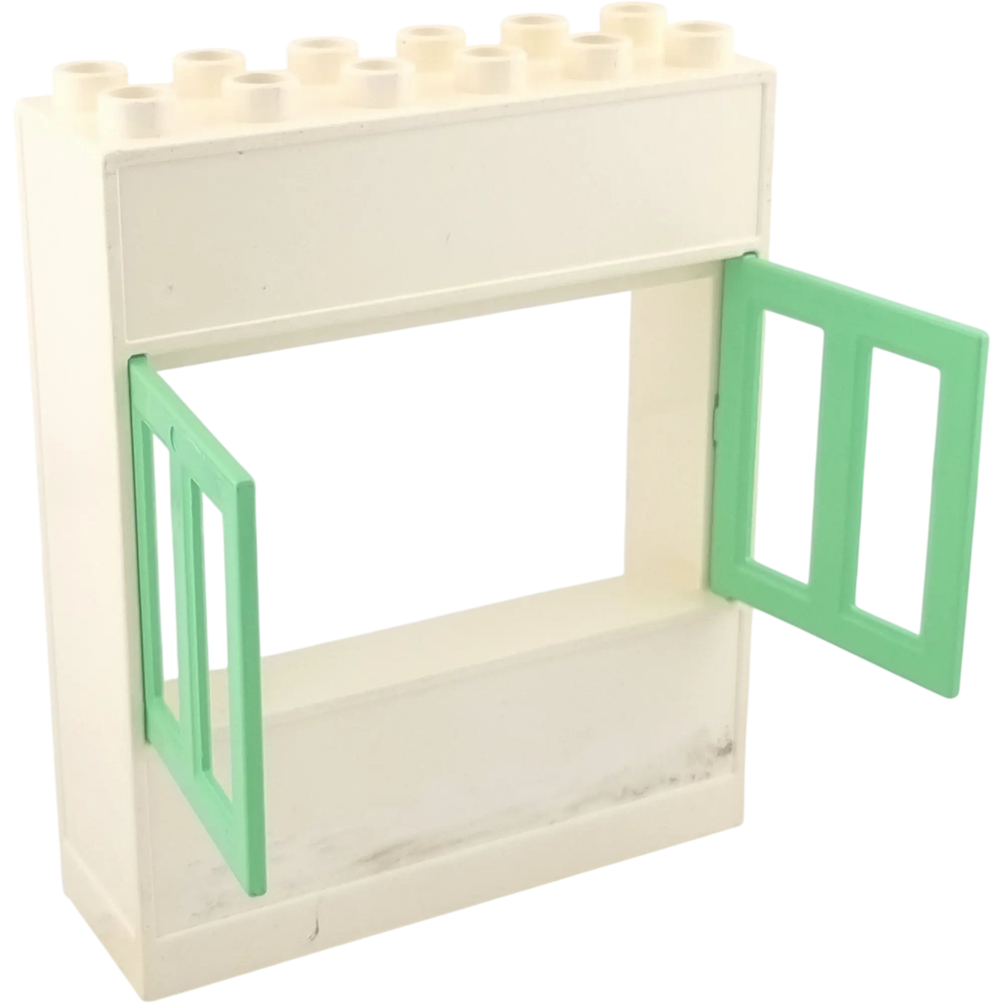 Lego Duplo 6480 Hauswand 2x6 Weiß mit zwei grünen Fenstern