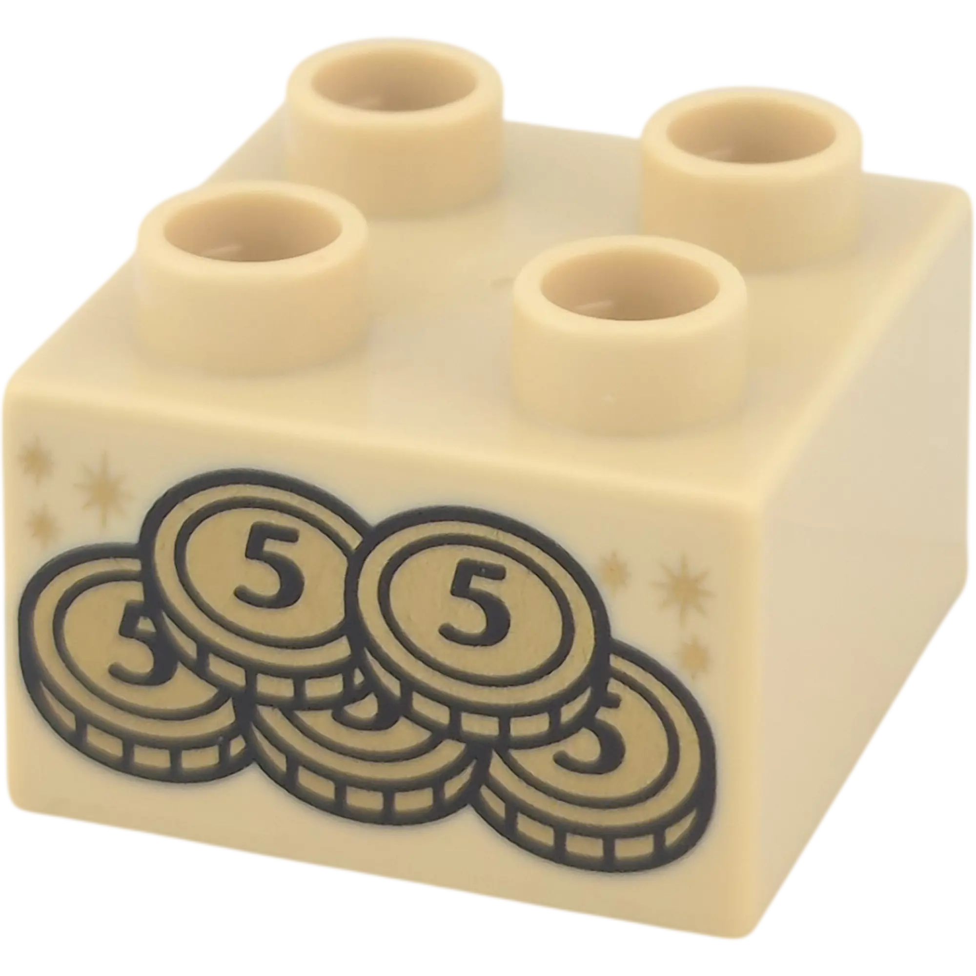 Lego Duplo 2x2 Stein Beige mit Geld und Sternen