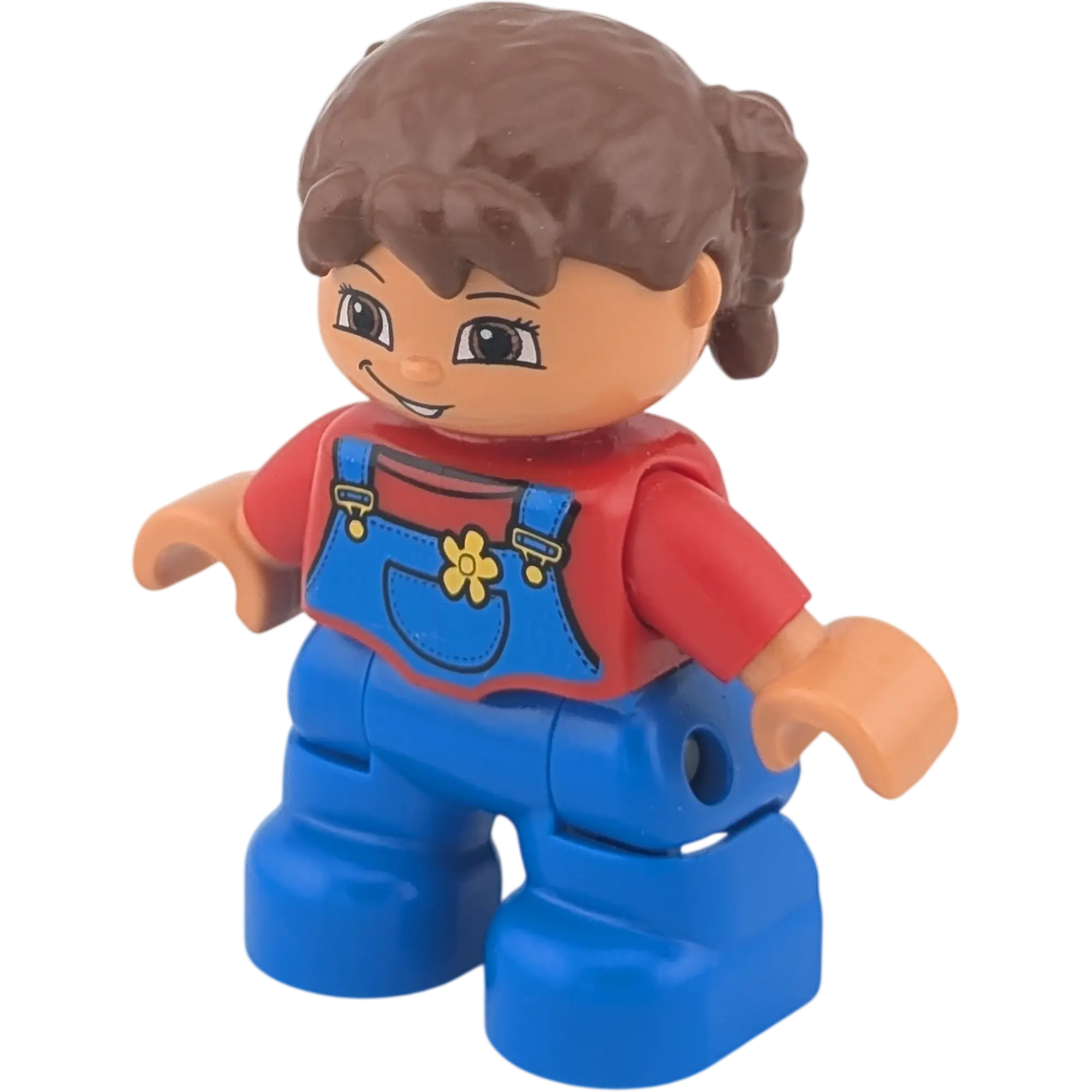 Lego Duplo Mädchen braune Zöpfe mit Latzhose und Blume