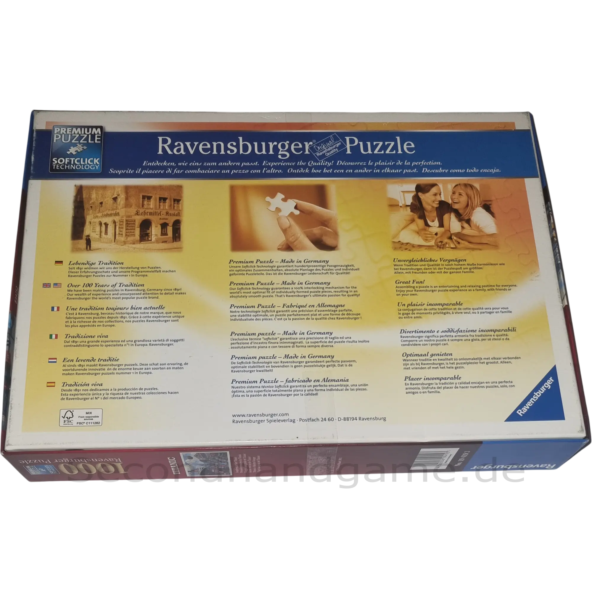 Ravensburger Premium softclick Puzzle 1000 Teile 194193 Jungfernfahrt der Titanic