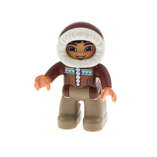 Lego Duplo Figur Mann 618J6 Eskimo brauner Anzug
