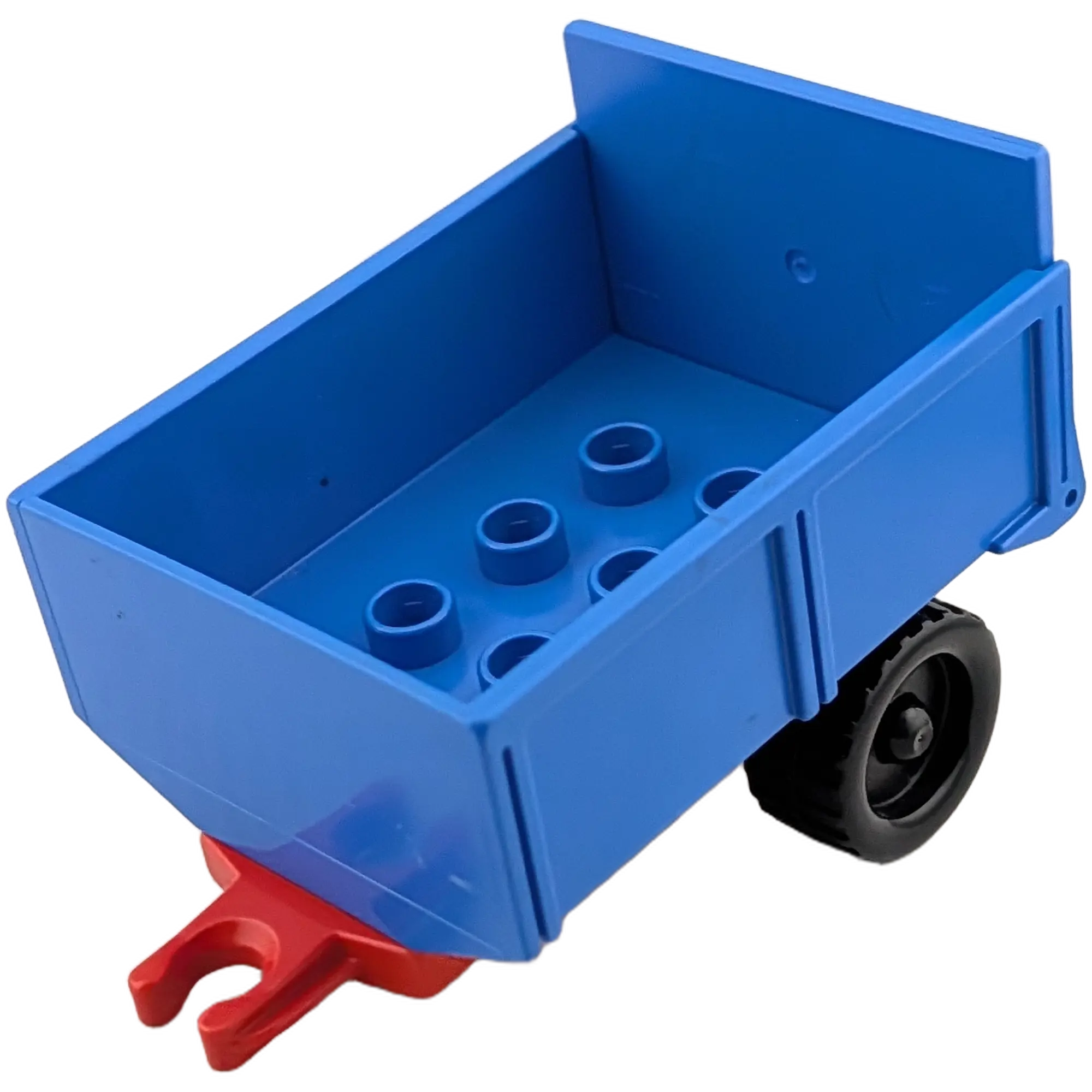 Lego Duplo 4821 Anhänger Blau mit Klappe mit rotem Unterteil auf Rädern