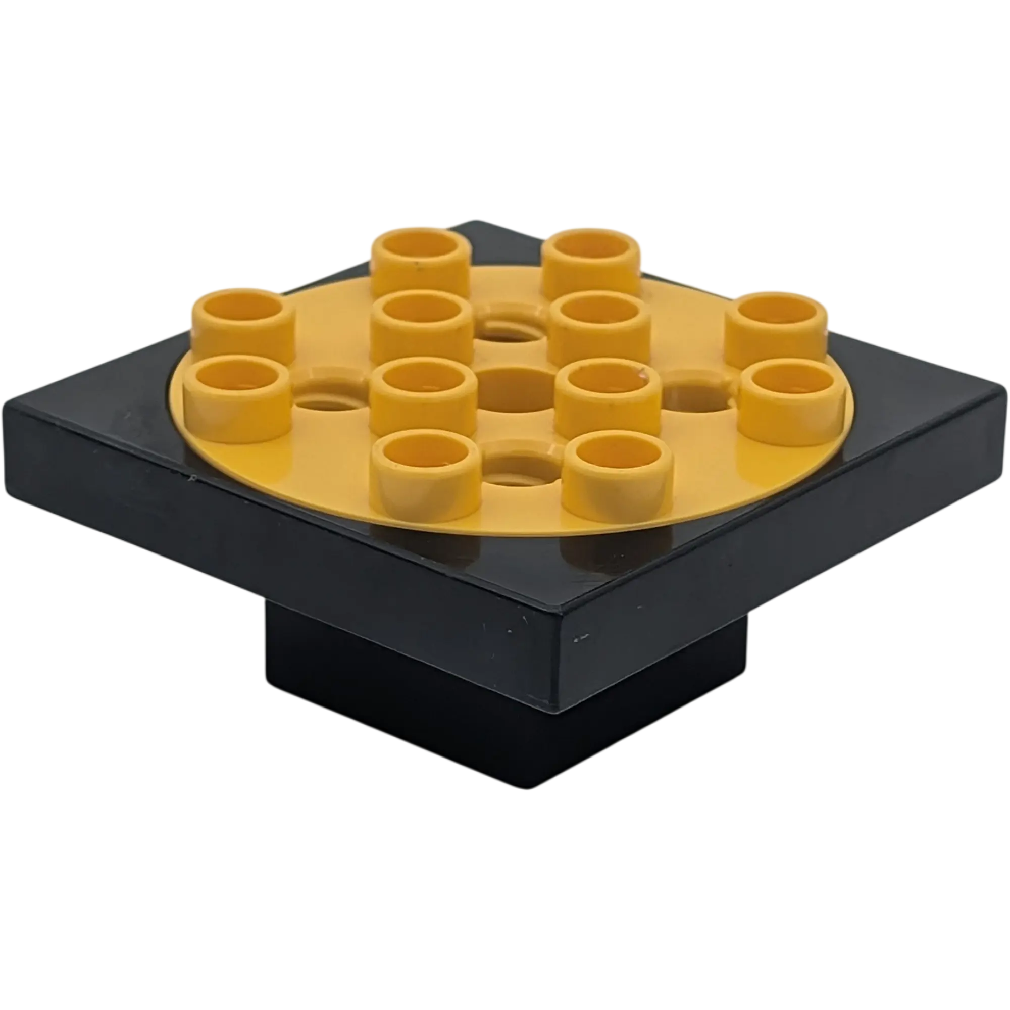 Lego Duplo Toolo 54308 Drehplatte / Drehscheibe 4x4 – Schwarz Gelb mit Schraube auf Podest 2x2