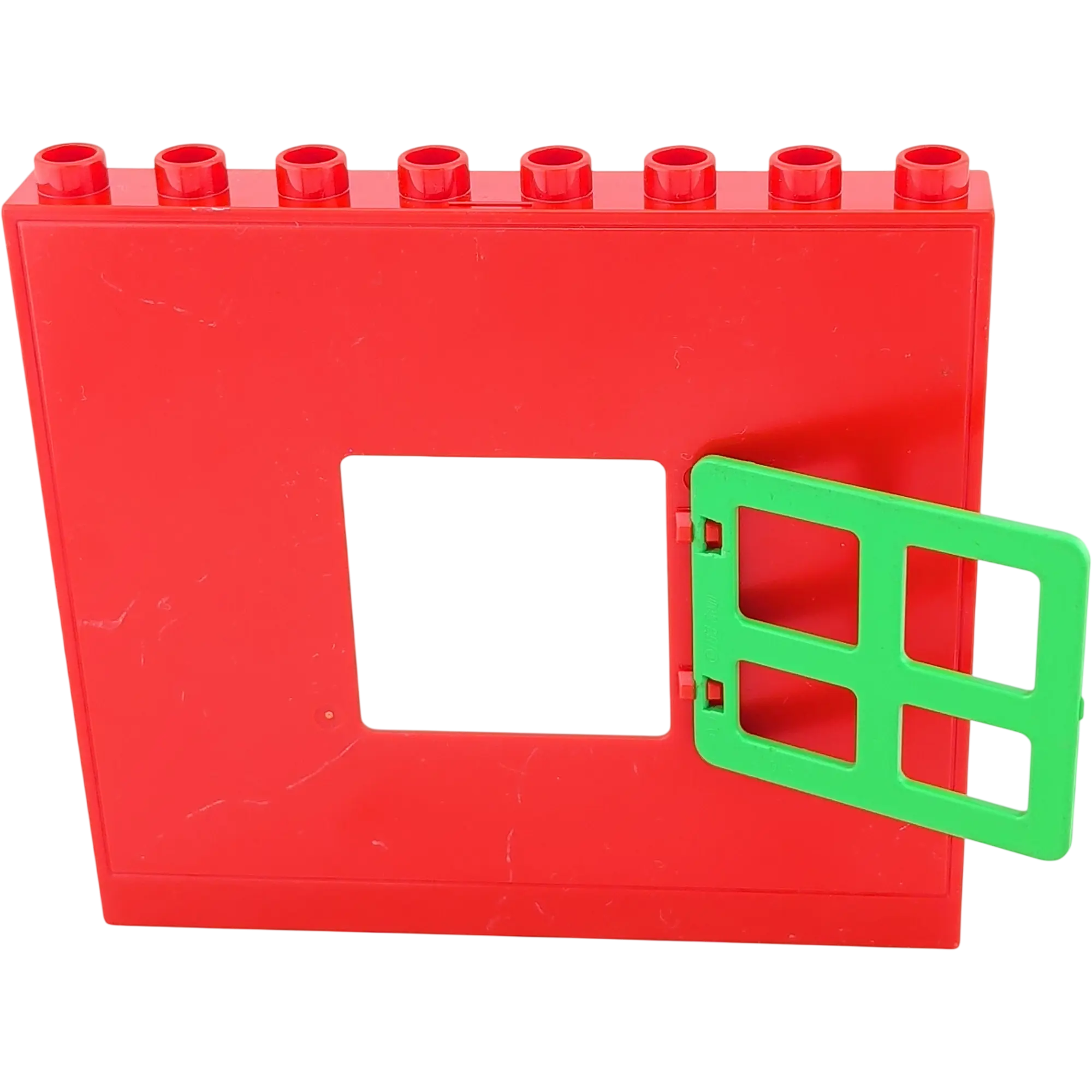 Lego Duplo Hauswand Rot mit grünem kleinem Fenster
