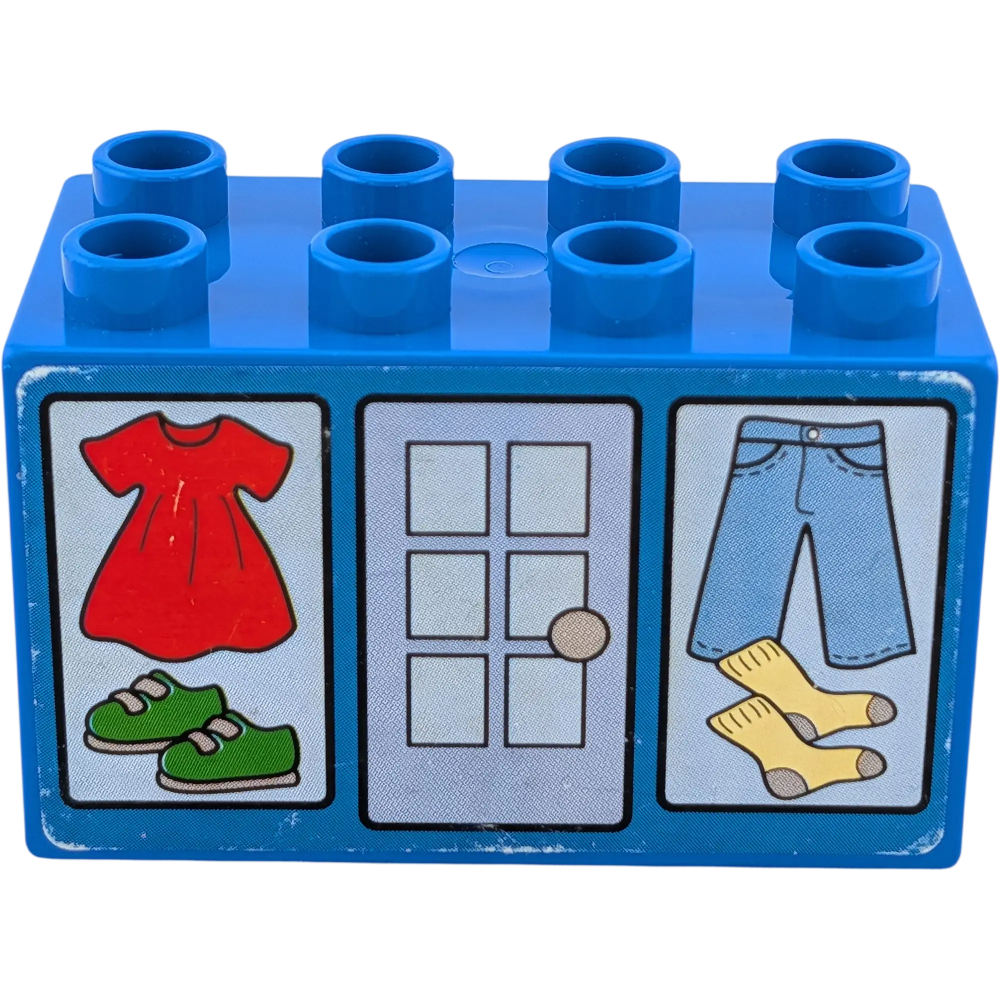 Lego Duplo 31111 Stein Dunkelblau beidseitig beklebt mit Kleiderschrank 2x4x2