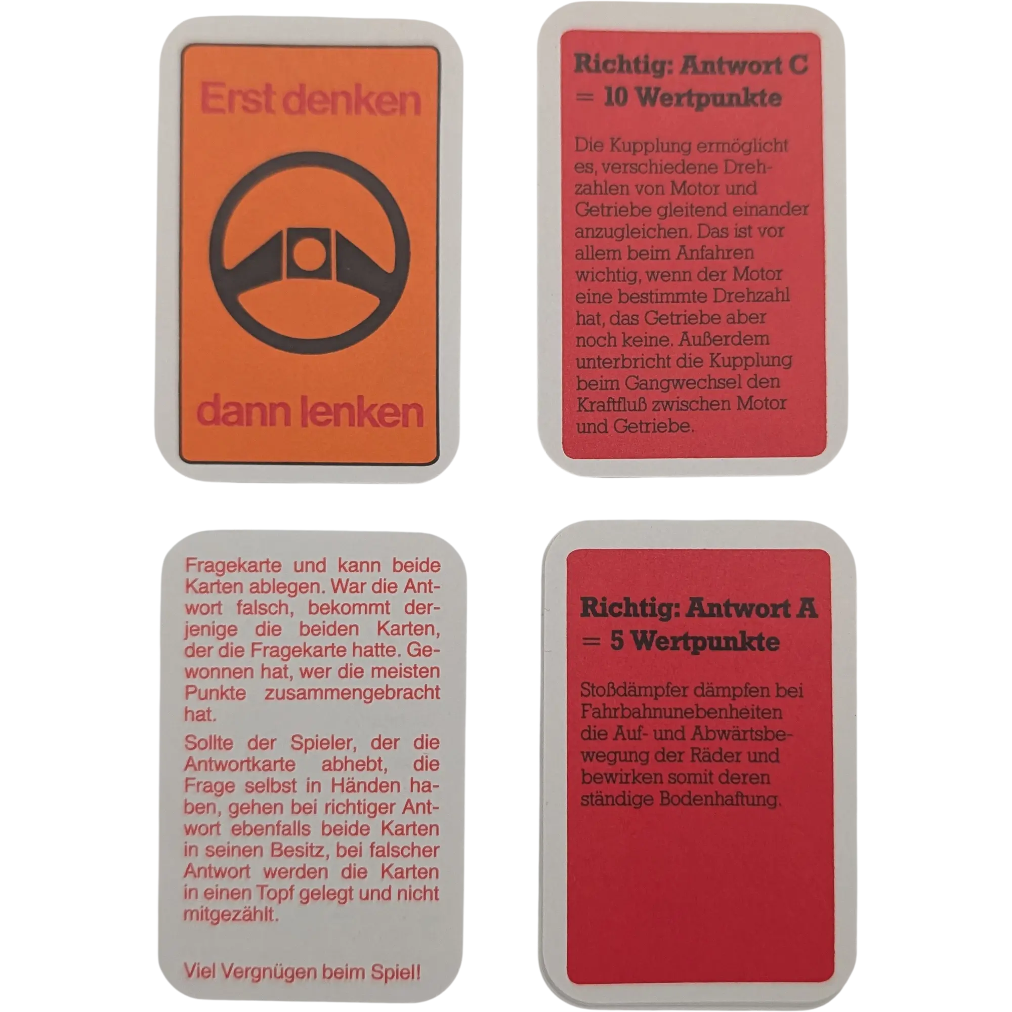 Erst denken dann lenken Verkehrs-Quizspiel Kartenspiel Autofahrer Wissen Vintage