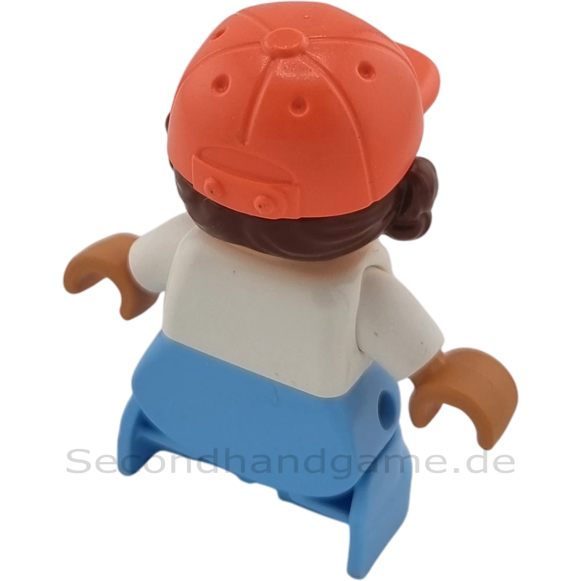 Lego Duplo Figur Kind 208H3 Mädchen mit braunen Haaren und Cape Herz Pulli, Ansicht 2