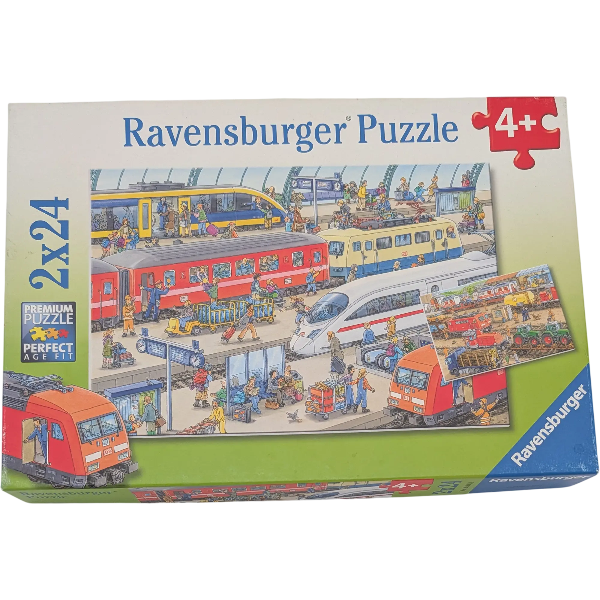 Ravensburger Puzzle 2 x 24 Teile 091911 Trubel am Bahnhof