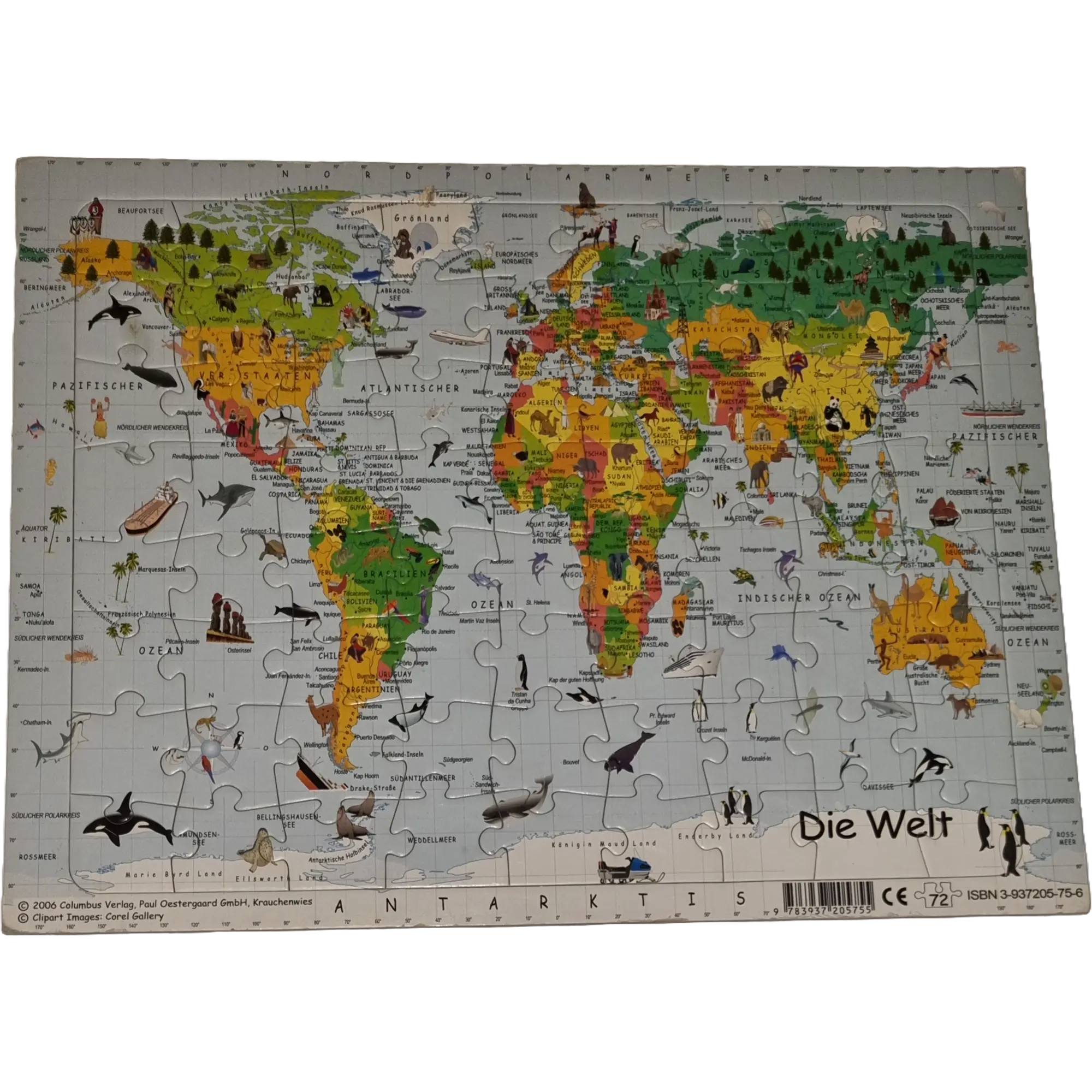 Columbus Verlag Rahmenpuzzle Die Welt 72 Teile