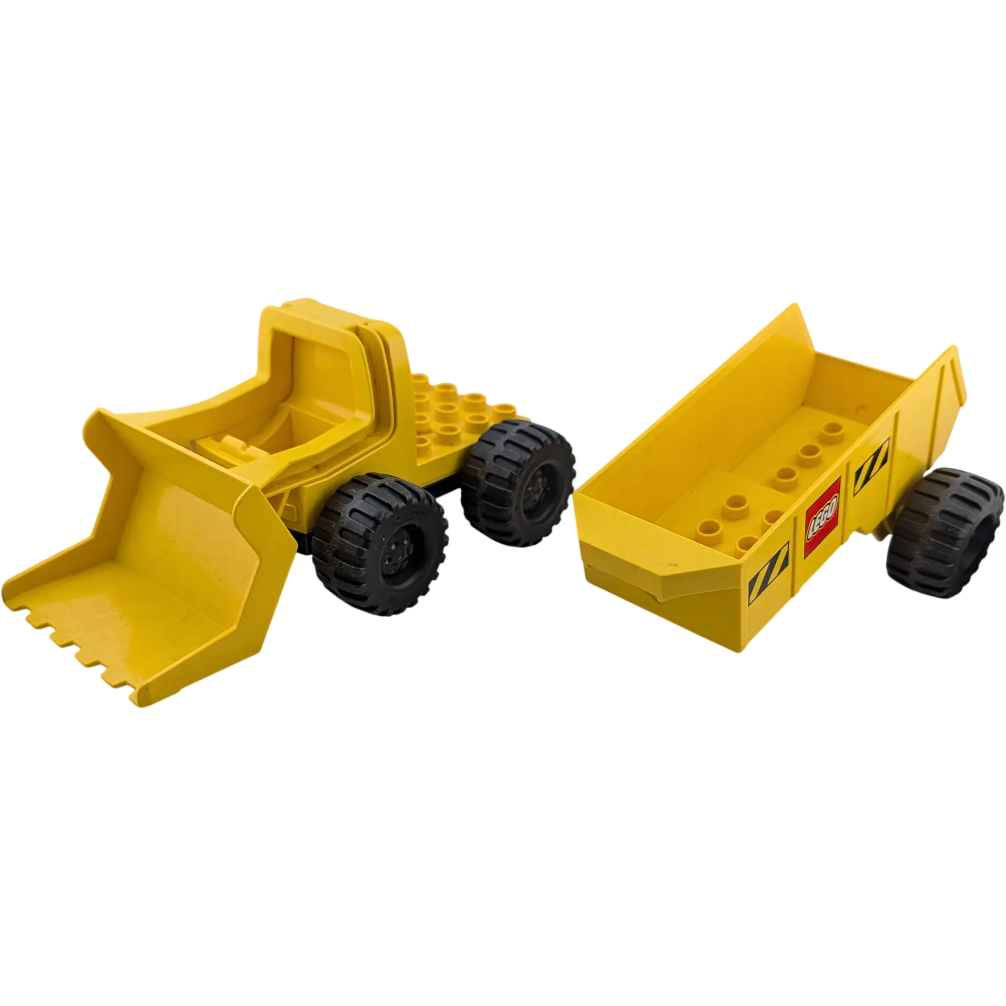 Lego Duplo LKW Bagger Lastwagen Gelb mit gelbem großen Anhänger, Ansicht 3