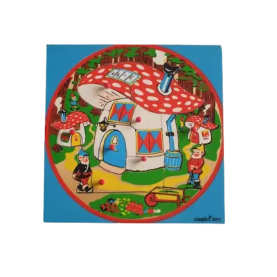 Simplex Holzpuzzle mit Griff Pilzhaus Zwerge