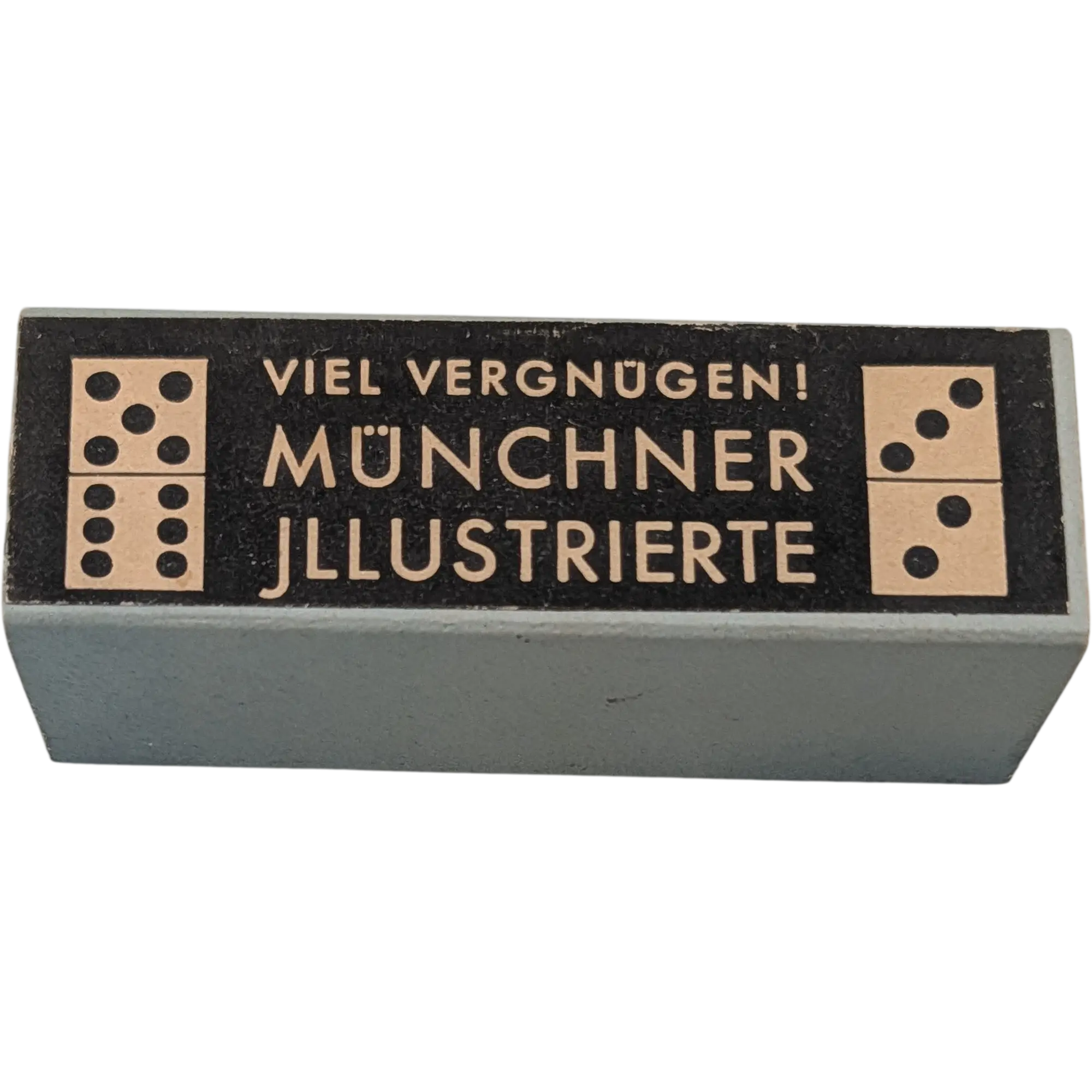 Mini Domino Münchner Illustrierte Werbegeschenk Viel Vergnügen! Vintage Reisedomino schwarz