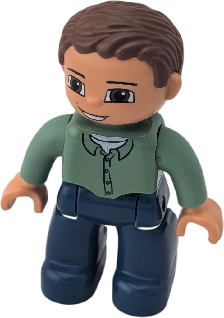 Lego Duplo 217H1 Mann Teenager mit olivfarbenen Poloshirt, blaue Hose