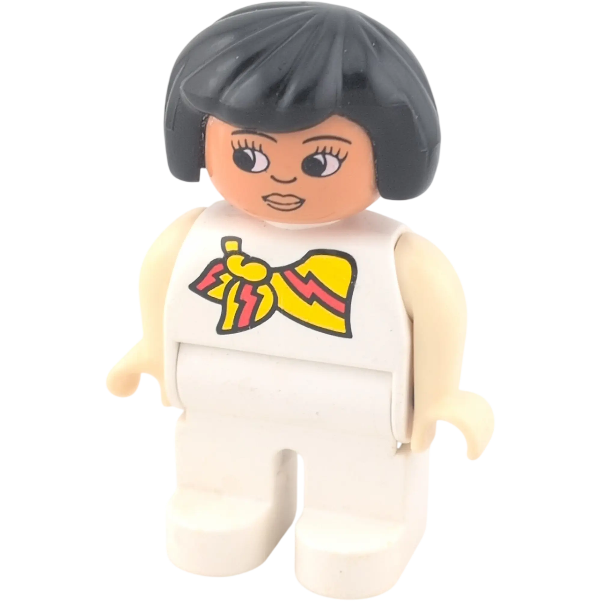 Lego Duplo 4555 Frau in Weiß mit Halstuch schwarze Haare lange Wimpern