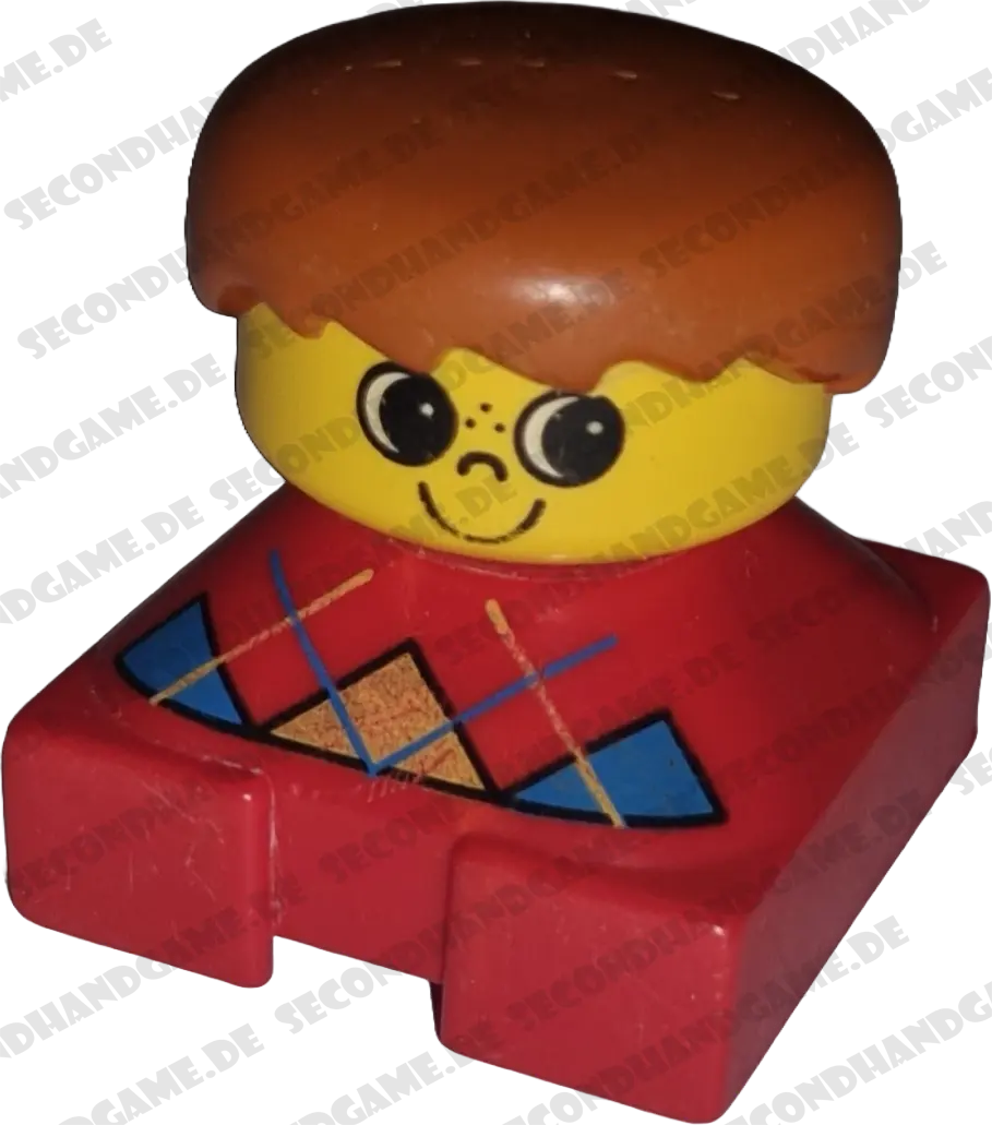 Lego Duplo Figur Junge braune Haare Roter Karo Pulli 2327