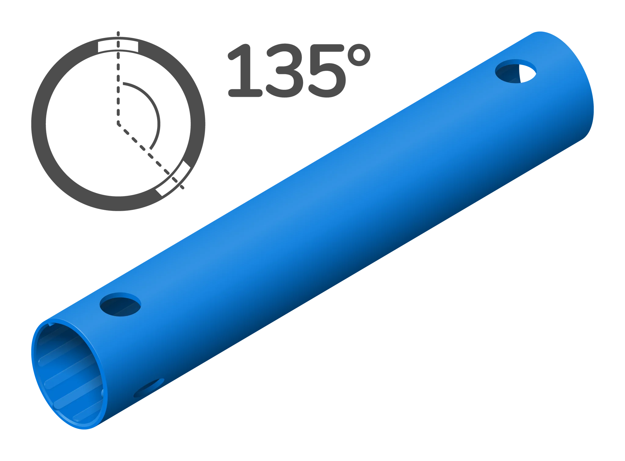 QUADRO Rohr 35 cm 135° 3 Löcher Spezialrohr 40535 Blau