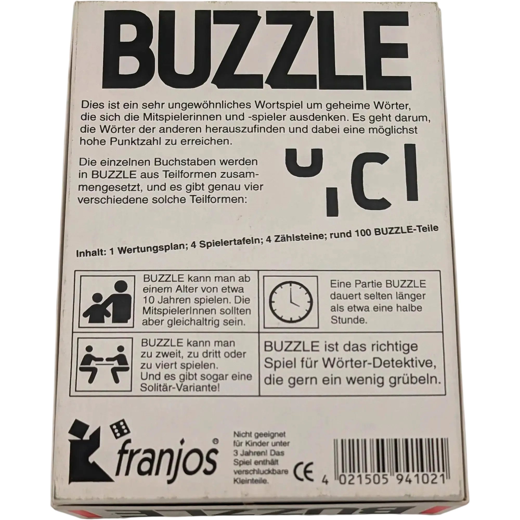 franjos Buzzle Das etwas andere Wortspiel Kittredge Eberle Olotka 1994, Ansicht 2