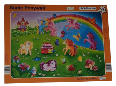 Bunte Ponywelt 12 Teile Puzzle mit Griffloch