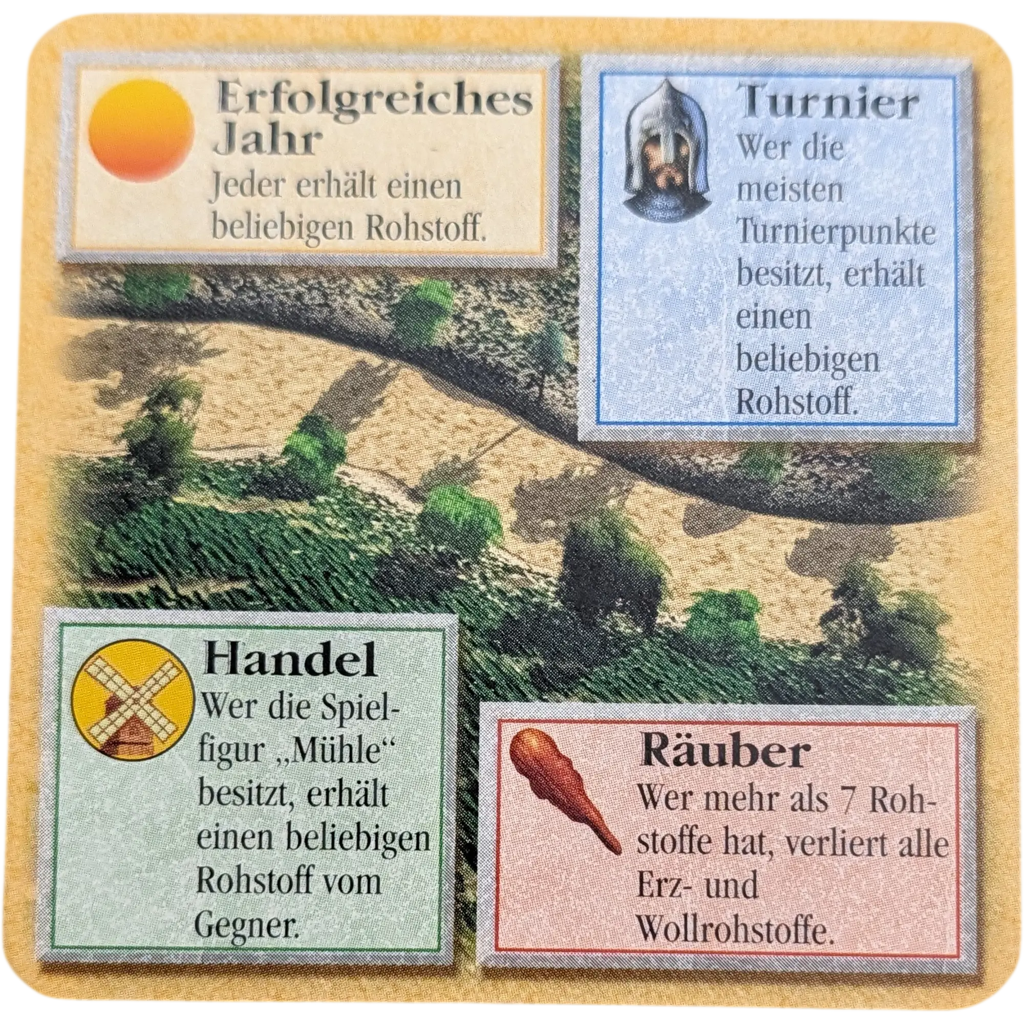 Kosmos Die Siedler von Catan das Kartenspiel Ersatzteil Zentralkarte Wappen Rot-Schwarz Übersichtskarte