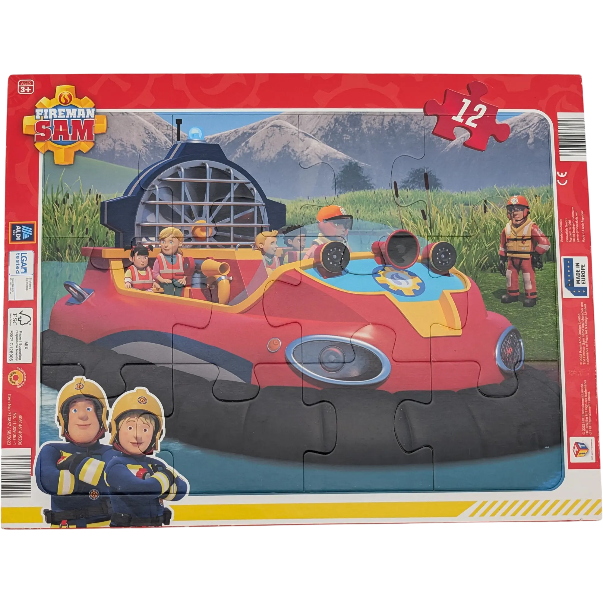 Innovakids Rahmenpuzzle Feuerwehrmann Fireman Sam 12 Teile Luftkissenboot