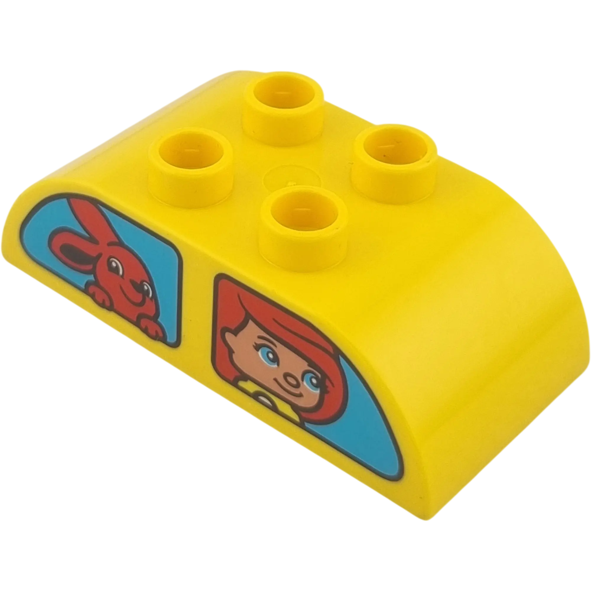 Lego Duplo 2x4 Dachstein 98223 Gelb mit beidseitig Bedruckt Mädchen und Hase, Mann und Mädchen