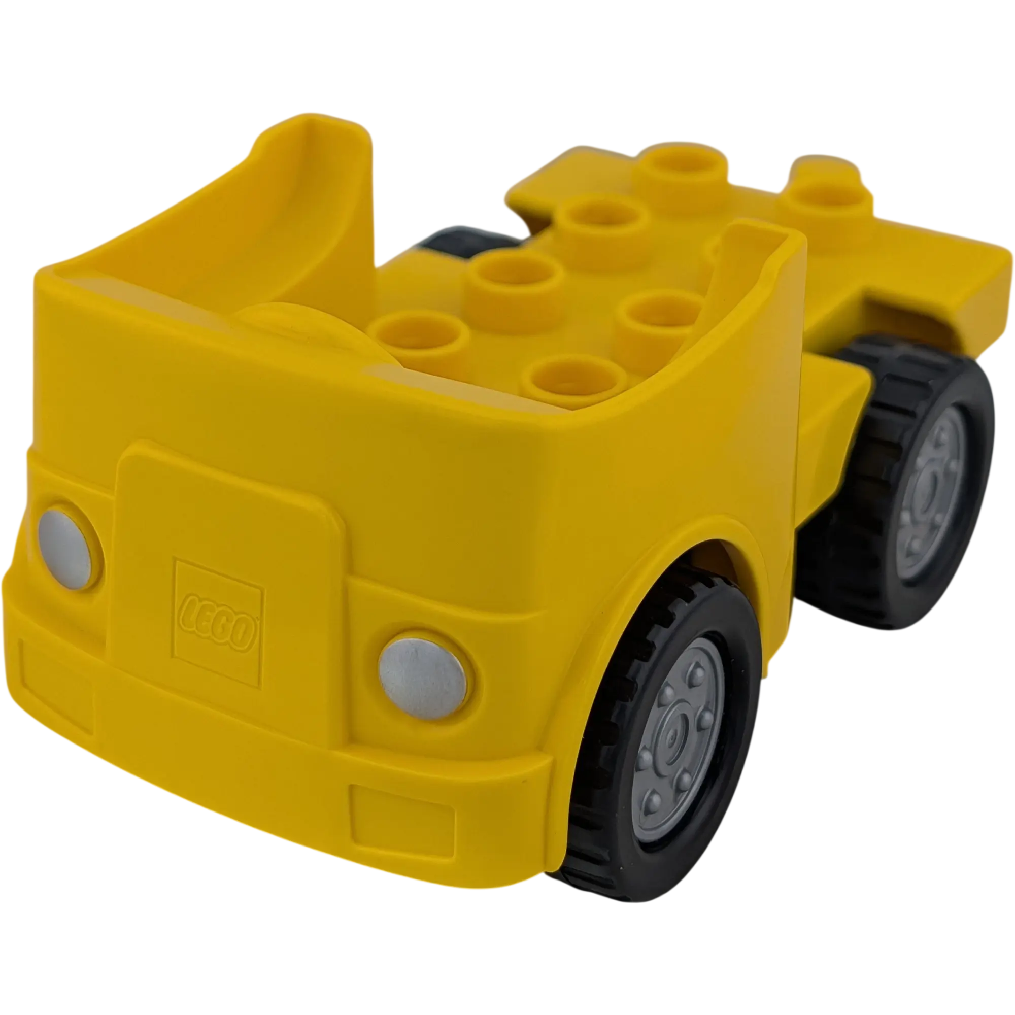 Lego Duplo Fahrzeug Auto Gelb Karosserie Gelb schwarze Reifen silberne Felgen