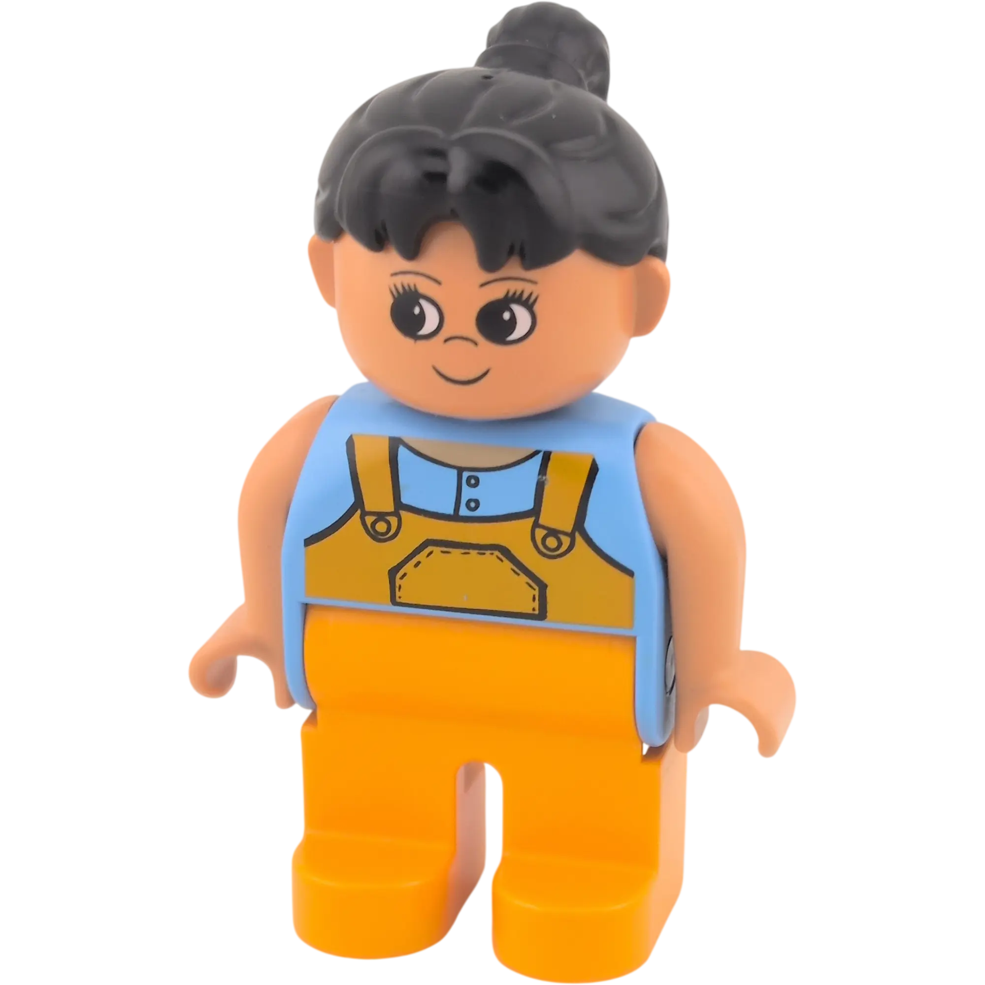 Lego Duplo 4555 Frau schwarzer Zopf orangene Latzhose Recycling