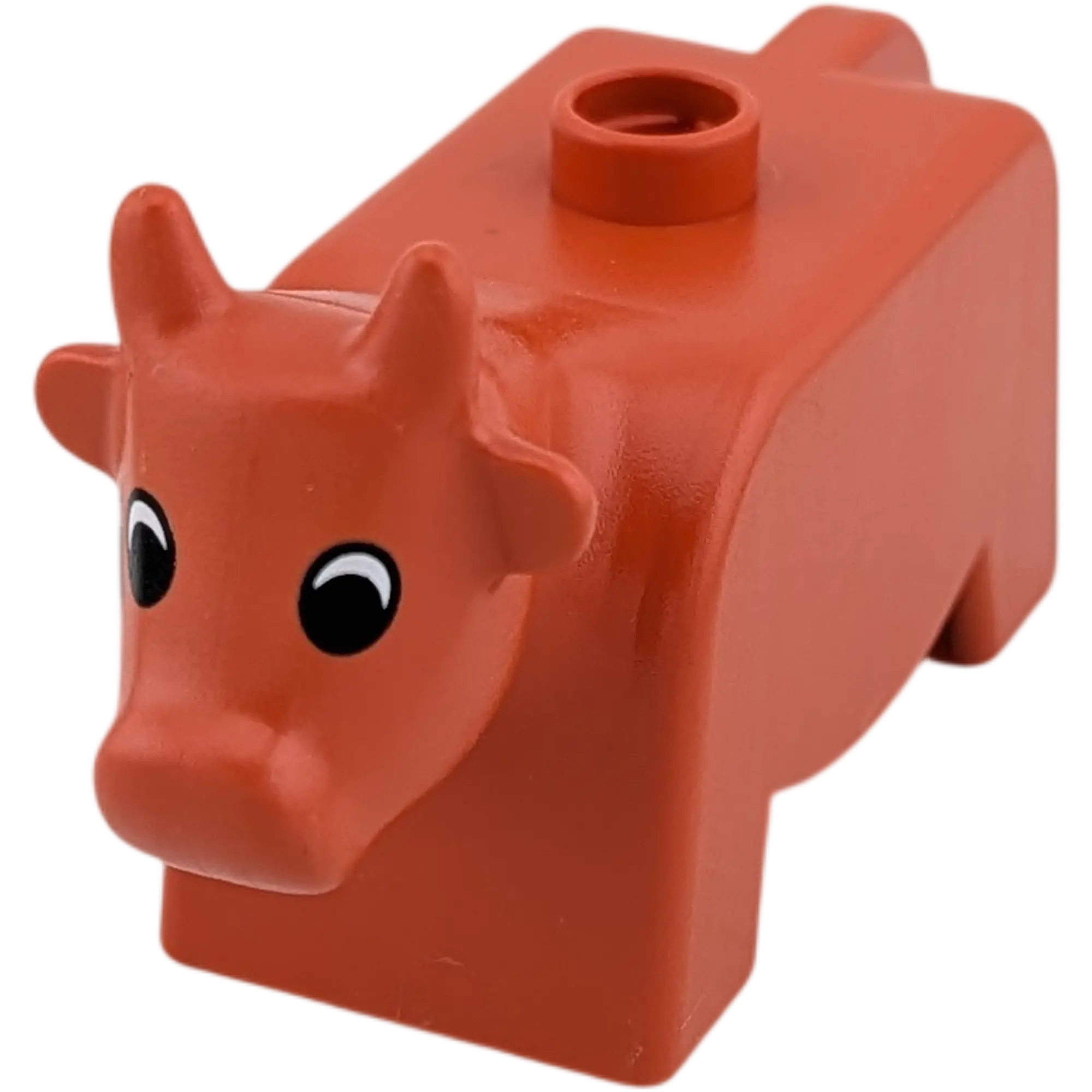 Lego Duplo Kuh Bulle Rotbraun geöffnetes Auge