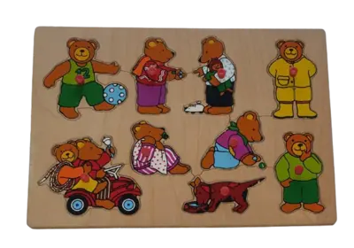 Holzpuzzle mit Griff Teddybären