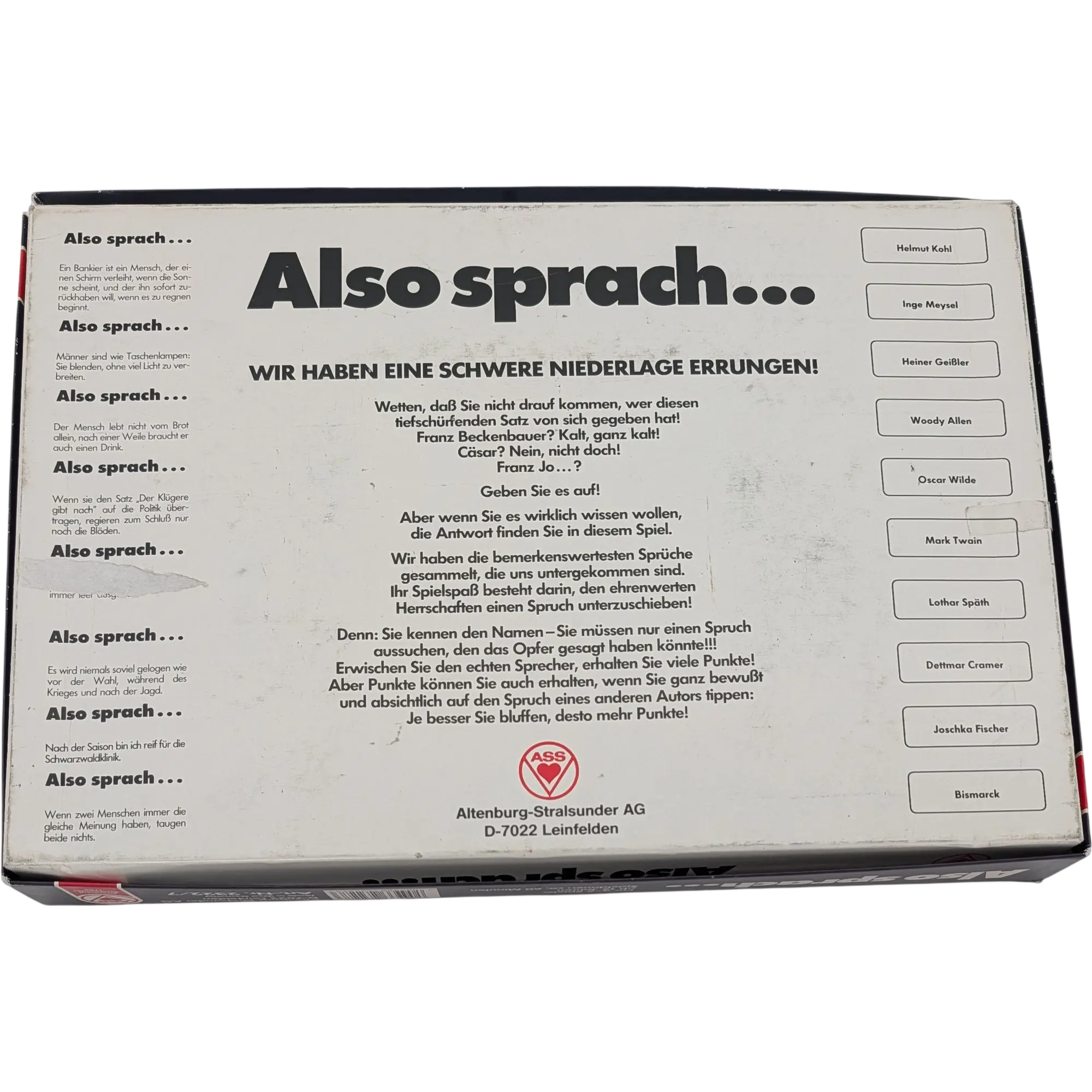 ASS Also sprach... Wir haben eine schwere Niederlage errungen!, Ansicht 2