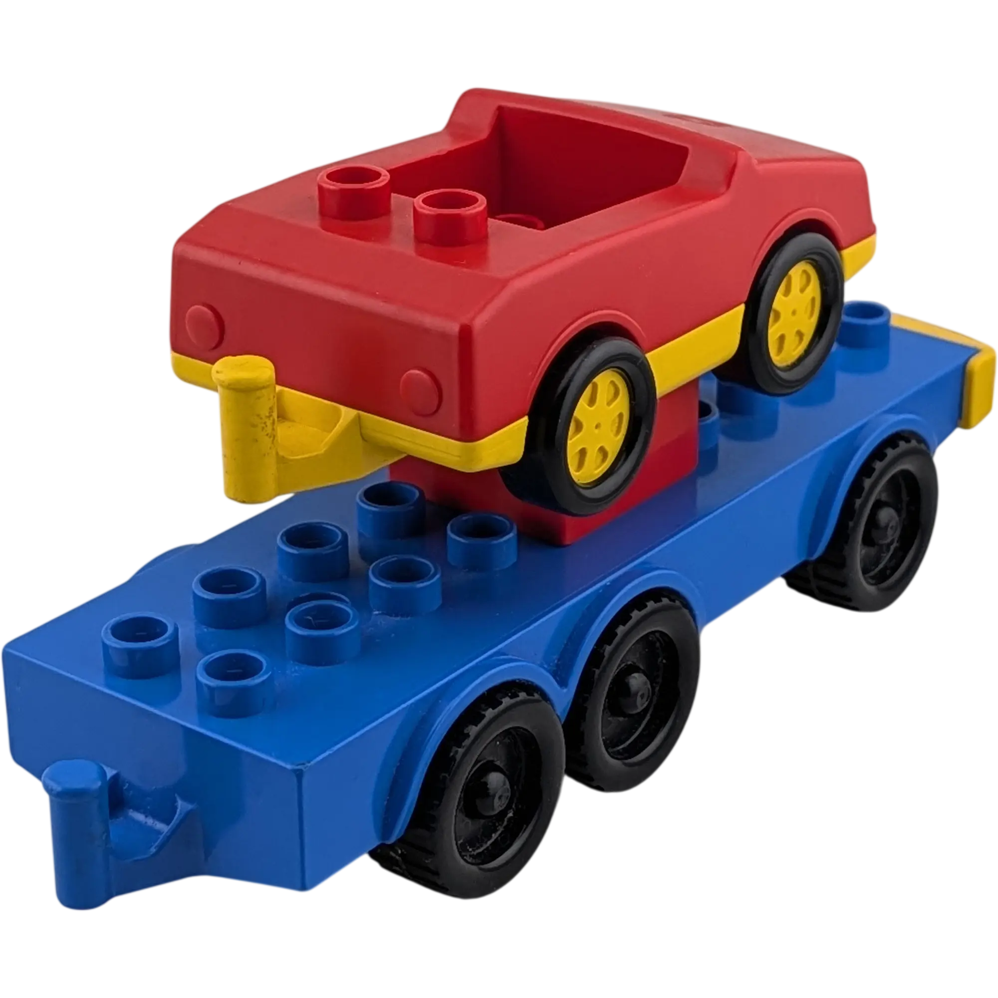 Lego Duplo Autotransporter Anhänger Blau gelb mit rotem Auto