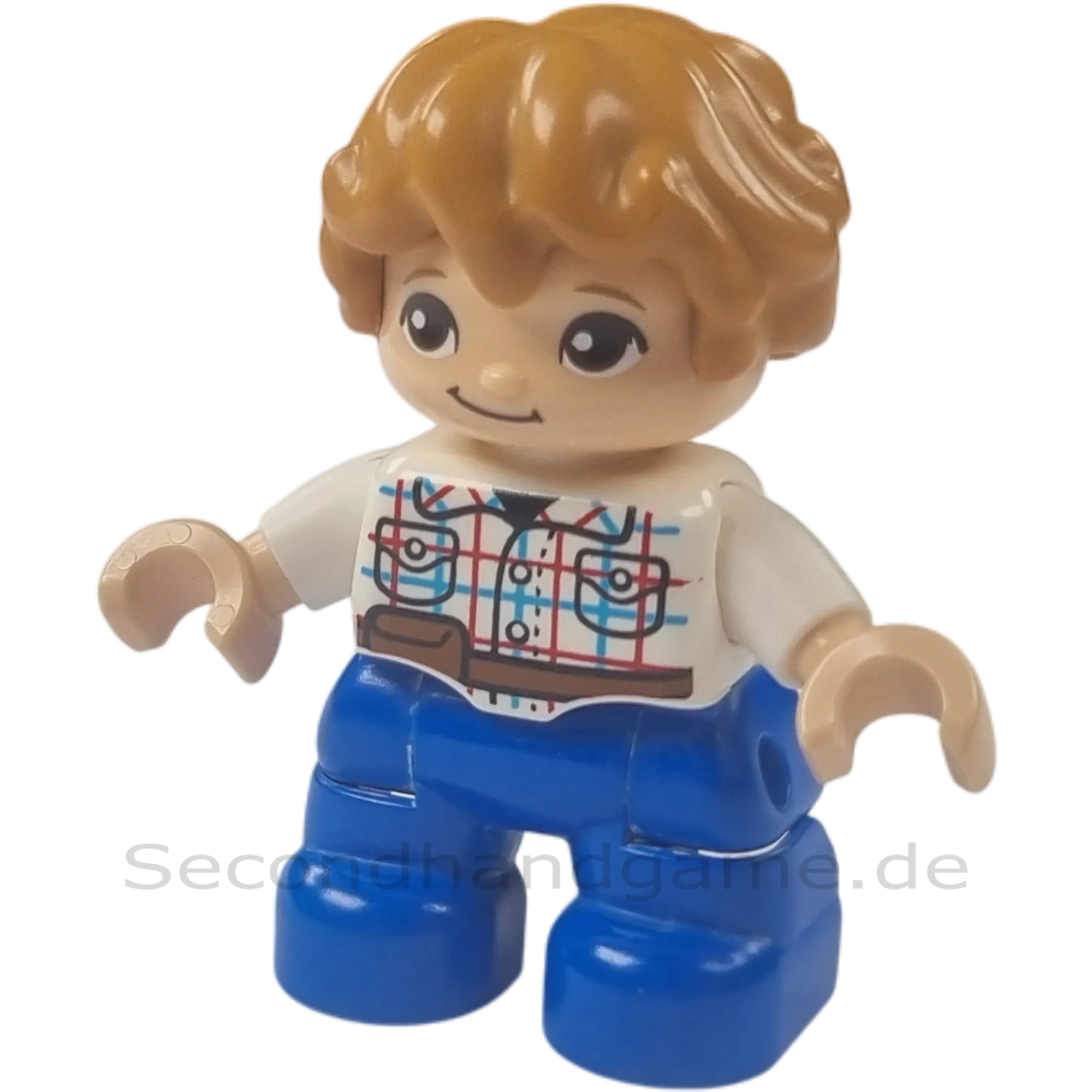 Lego Duplo Figur Junge mit blauer Hose weiß gestreiftem Hemd