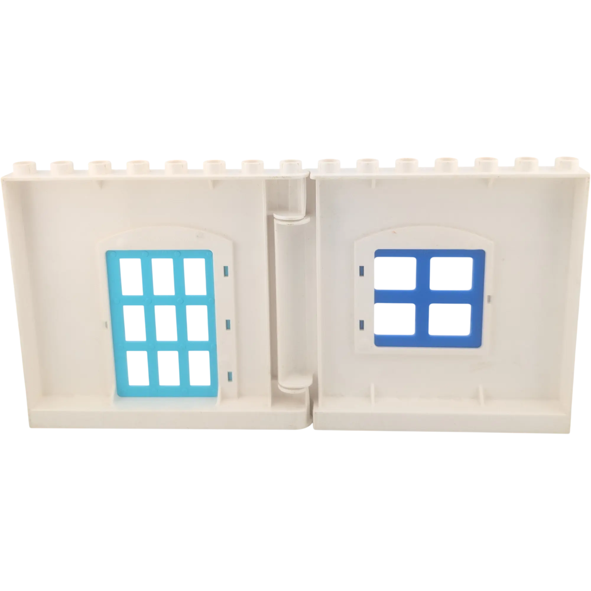 Lego Duplo Hauswand Weiß Polizeistation Polizeirevier Blaue Fenster und azurfarbene Gefängnistür