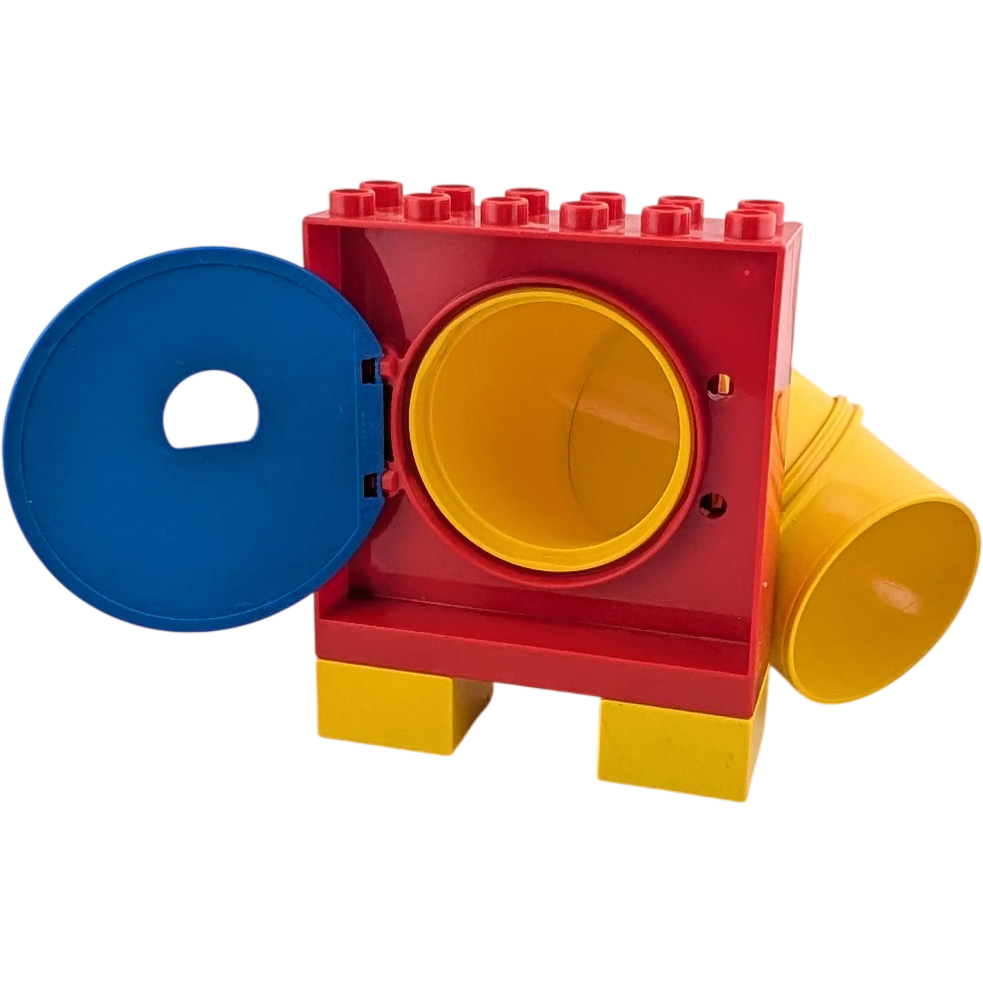 Lego Duplo Tunnelrutsche Spielplatz 7 teilig Rot Gelb mit blauer Klappe und gebogener Röhre