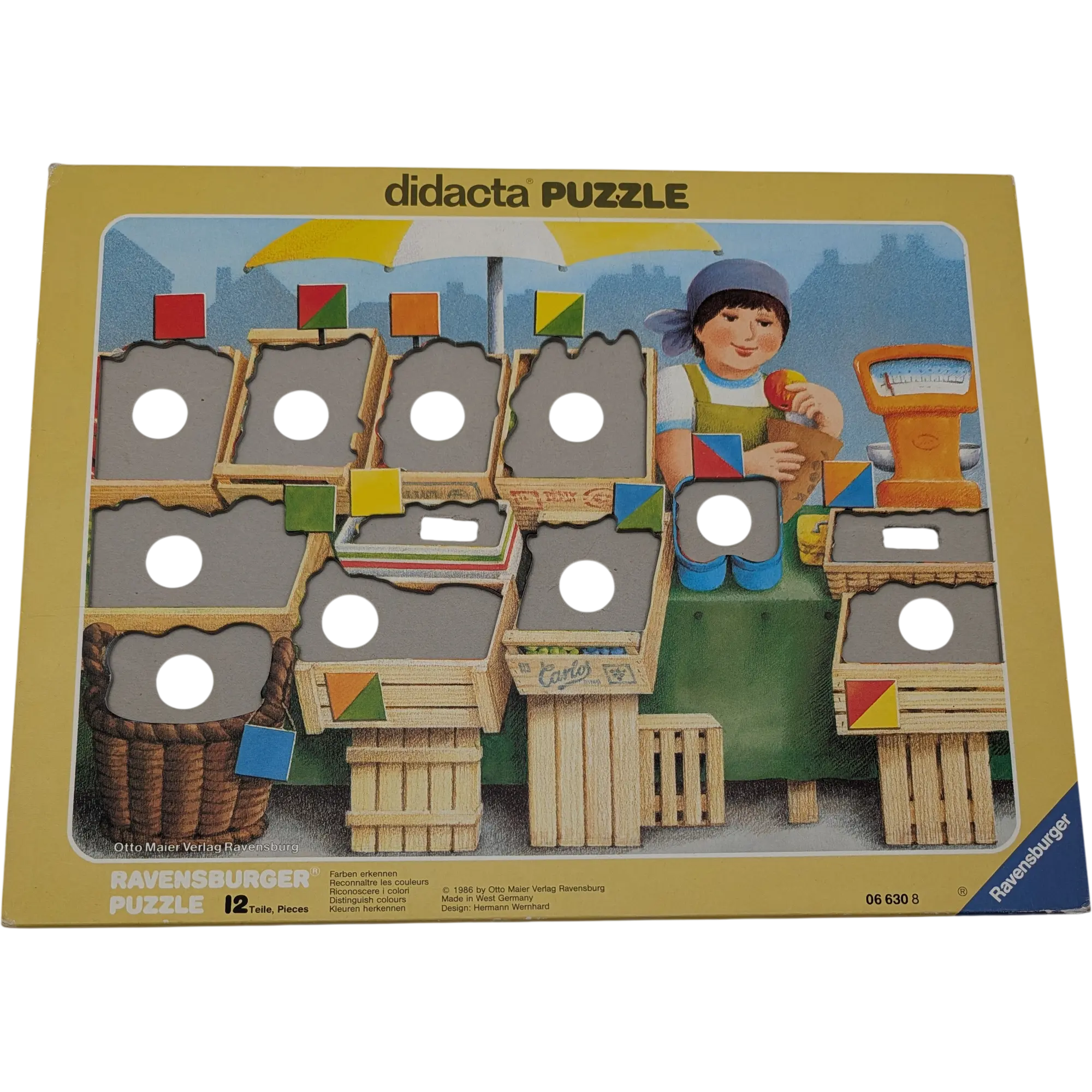 Ravensburger didacta Farben erkennen 12 Teile 066308 Lochpuzzle Am Marktstand