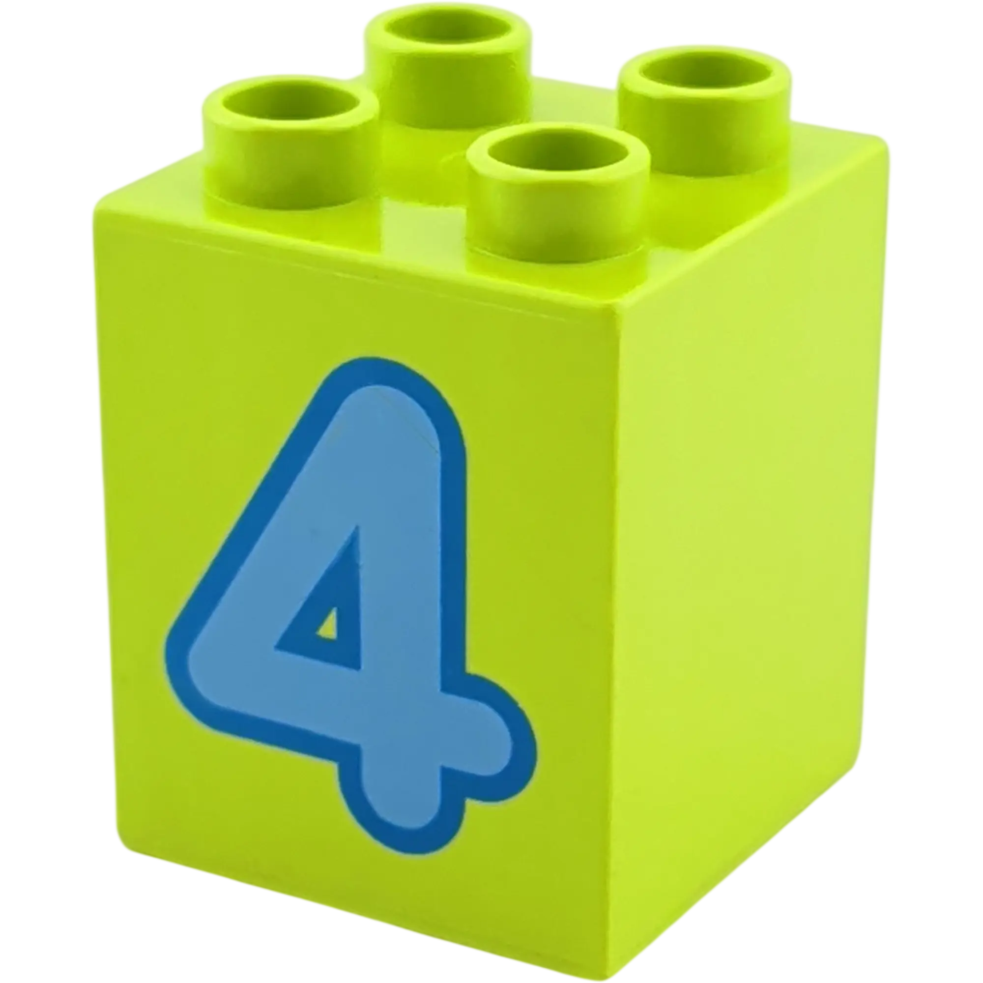 Lego Duplo 2x2 Stein Lime mit Zahl 4