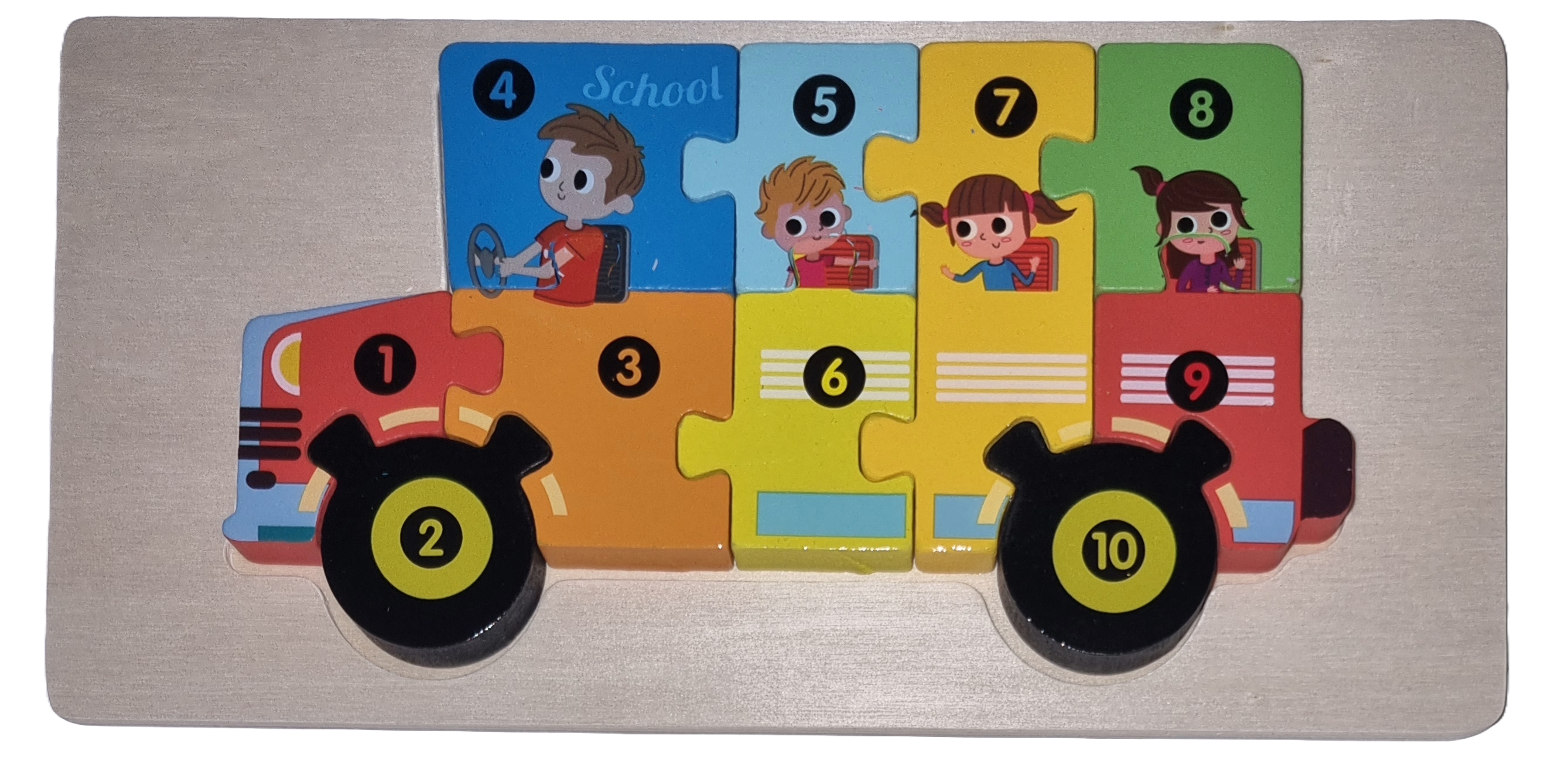 Legepuzzle Holzpuzzle 3D Puzzle Schulbus 10 Teile