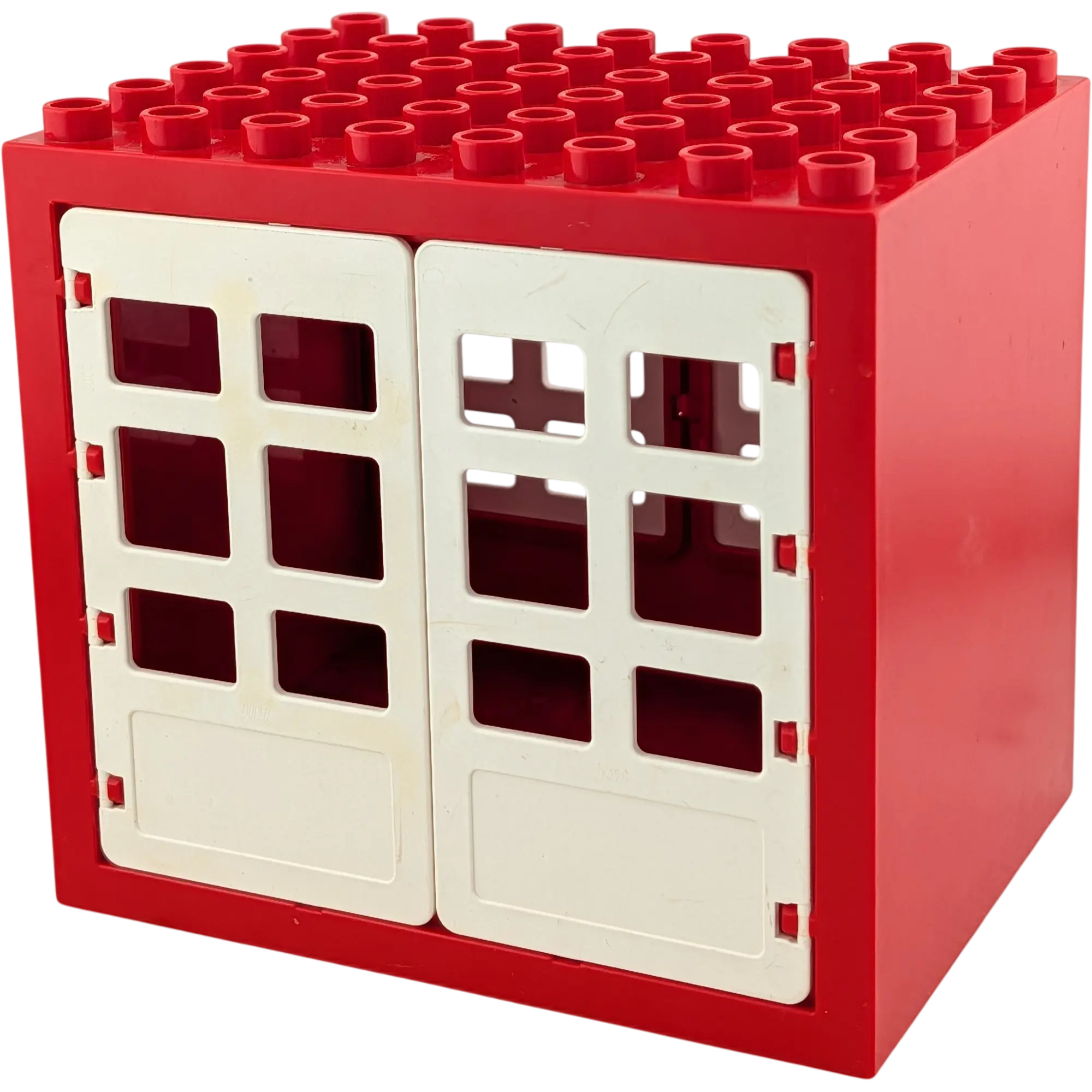 Lego Duplo Rot Feuerwache mit 2 Türen und zweiß Fenster Weiß 6x8 und weiße Tore