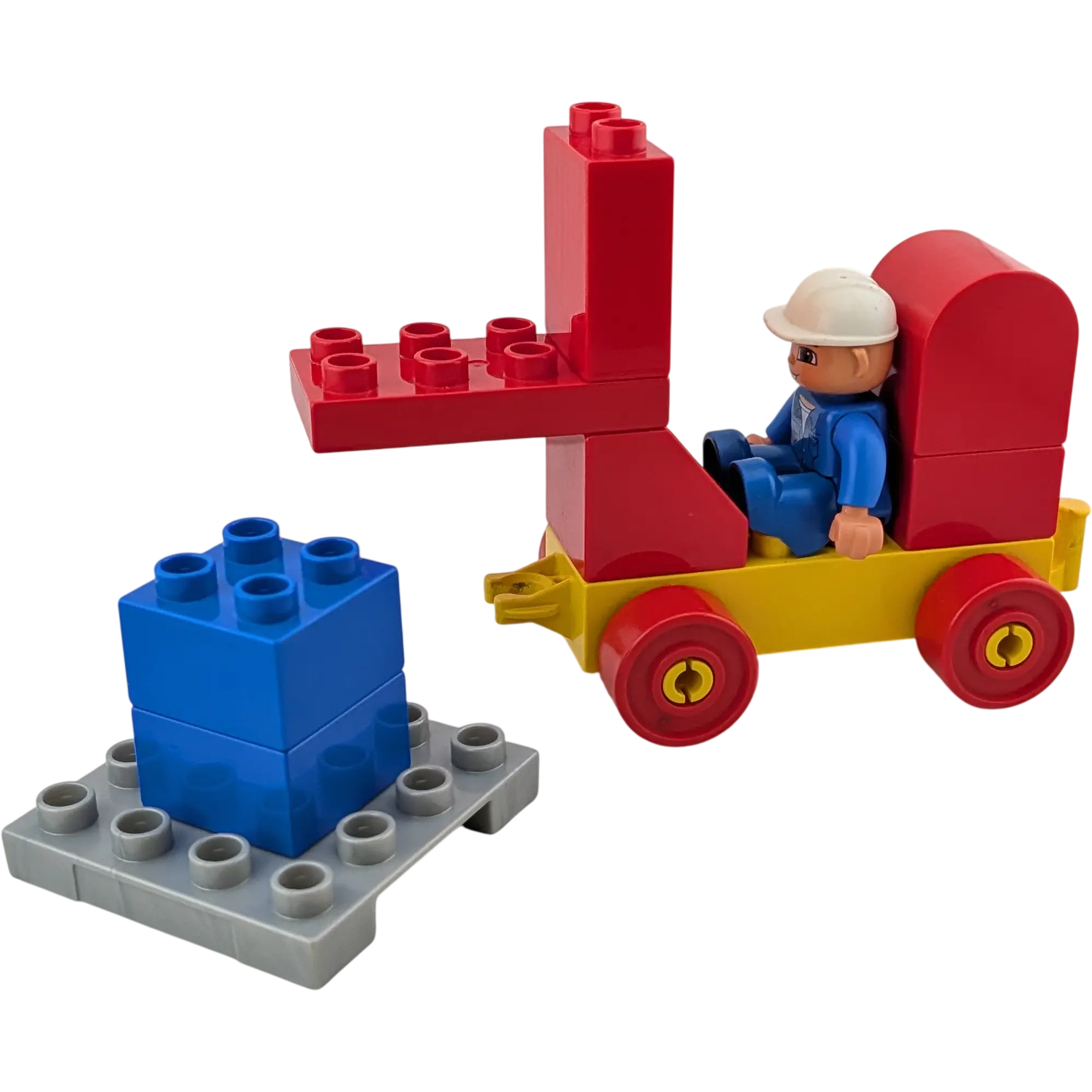 Lego Duplo Gabelstapler Rot Gelb mit Bauarbeiter, Ansicht 3