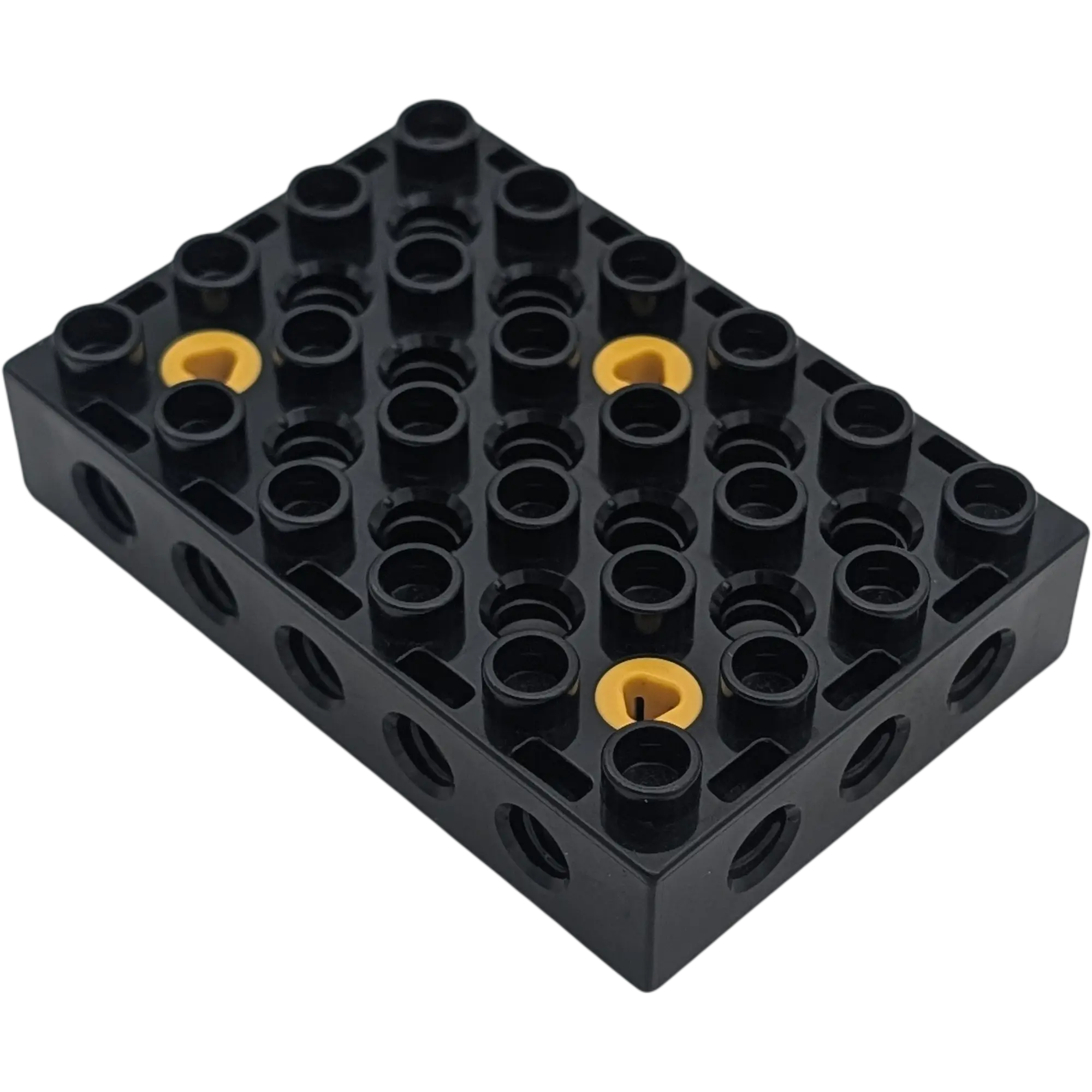 Lego Duplo Toolo Platte Schwarz mit drei gelben Schrauben 4x6 Stein Baustein Verbindung Halterung