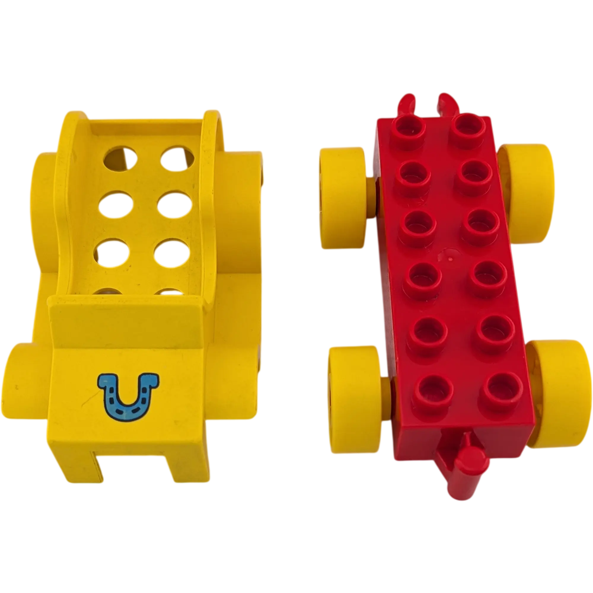 Lego Duplo Auto Gelb mit Hufeisen Blau