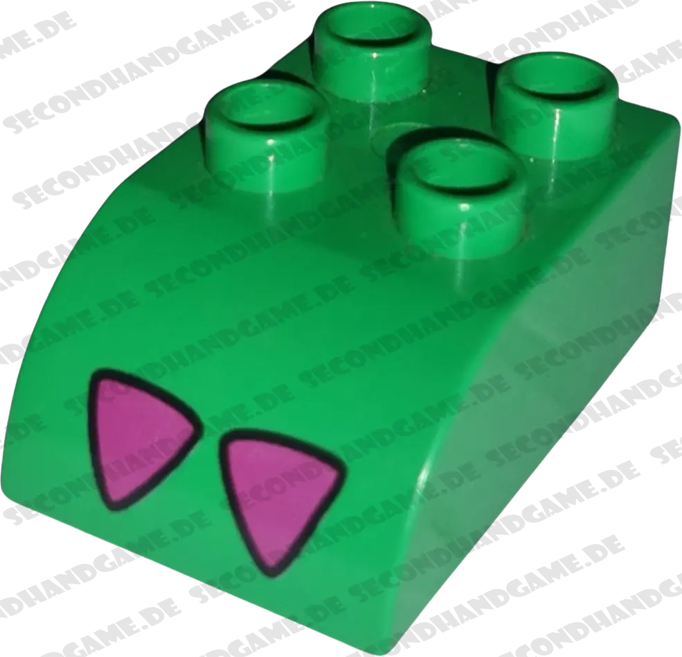 Lego Duplo 2302 Rundstein 2x3 Grün Oberteil mit Rosa Dreiecke